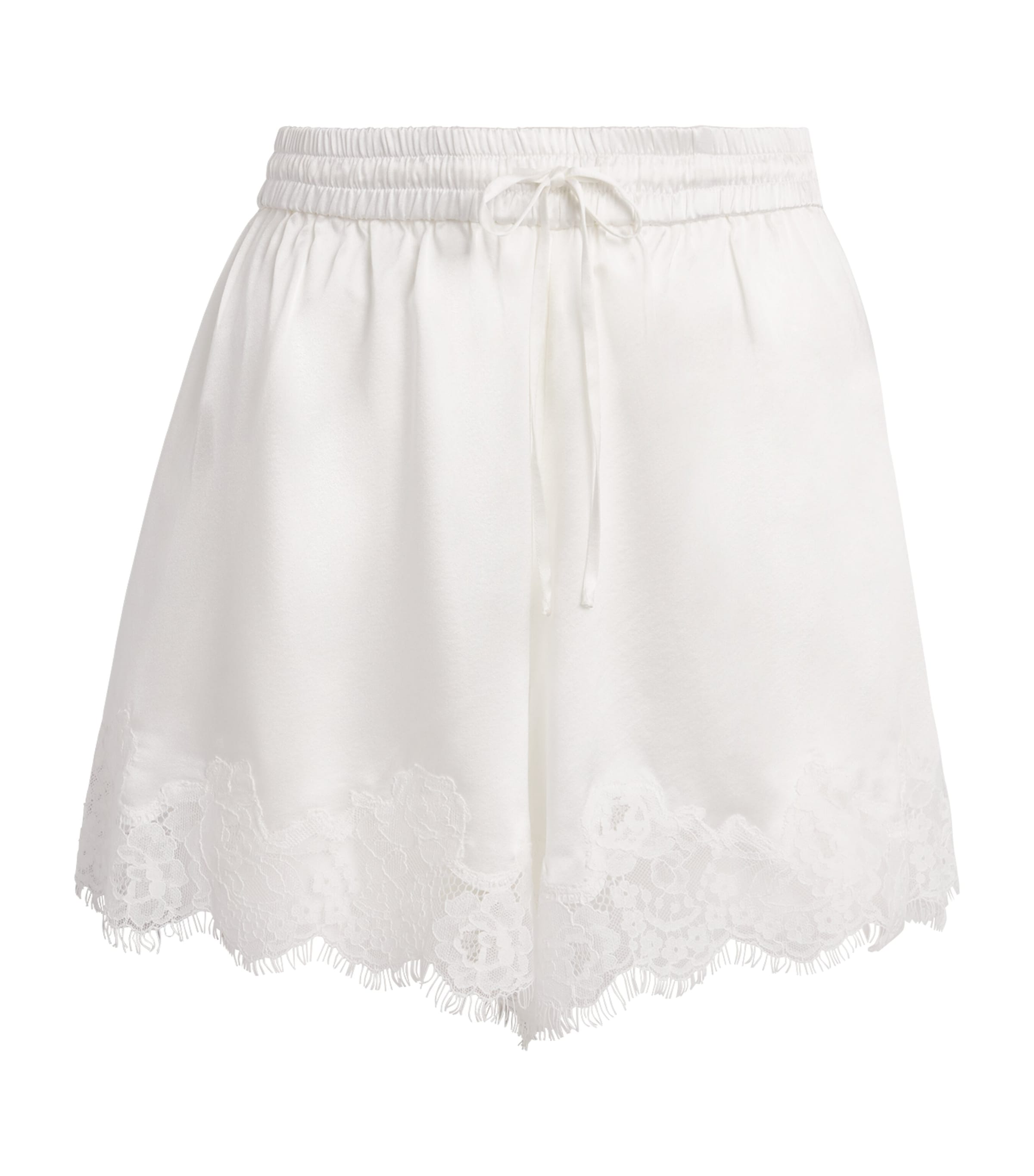 Fleur Du Mal Womens Stretch-Silk Lace-Trim Juliet Shorts Ivory