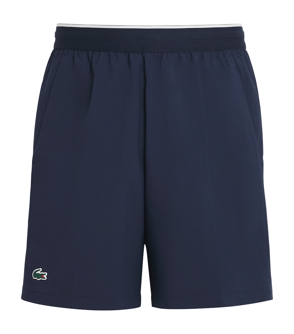 Lacoste Mens Stretch Taffeta Ultra Dry Tennis Shorts Navy Blue