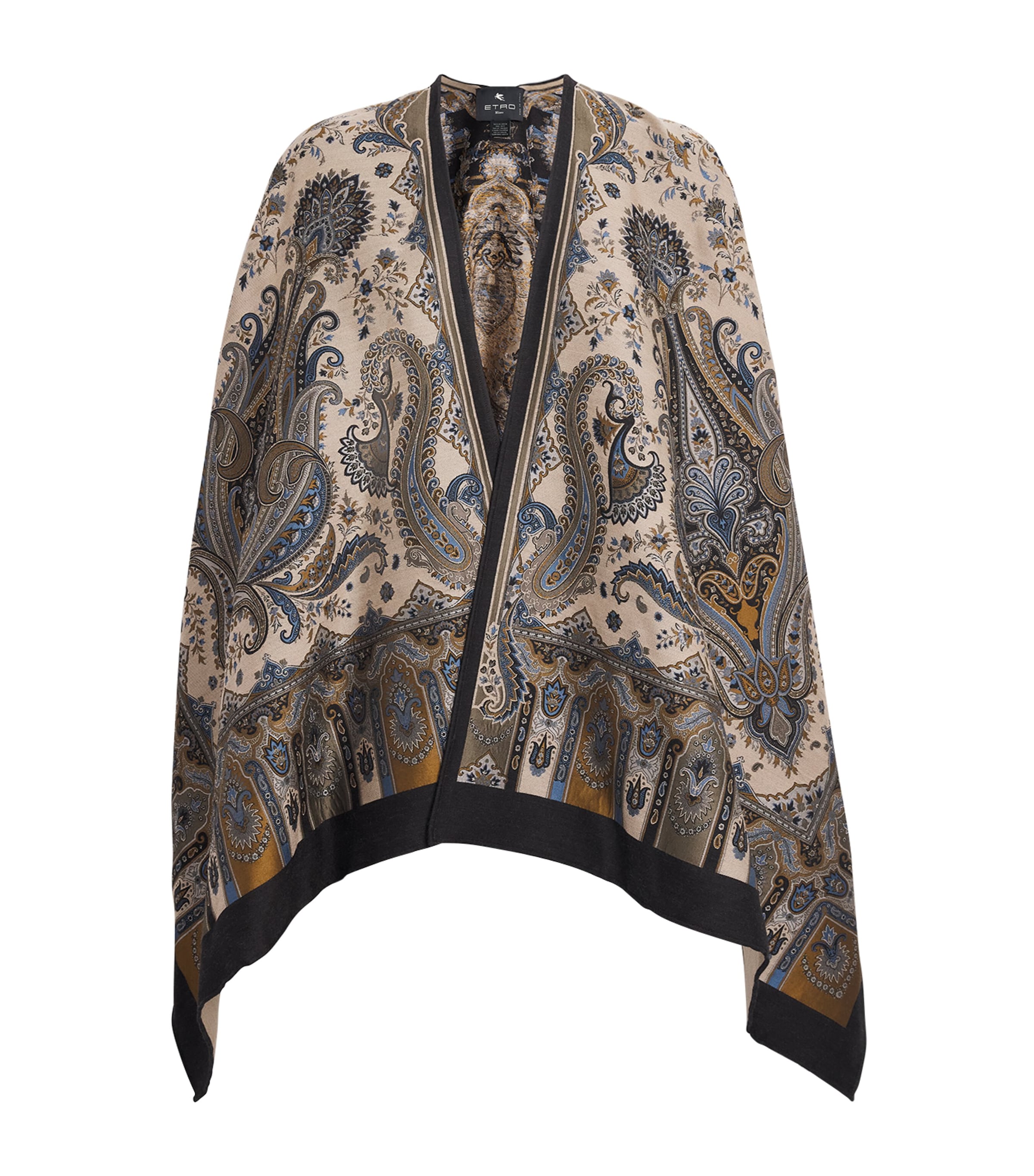 Etro Womens Wool-Blend Paisley Cape Print/beige Bs