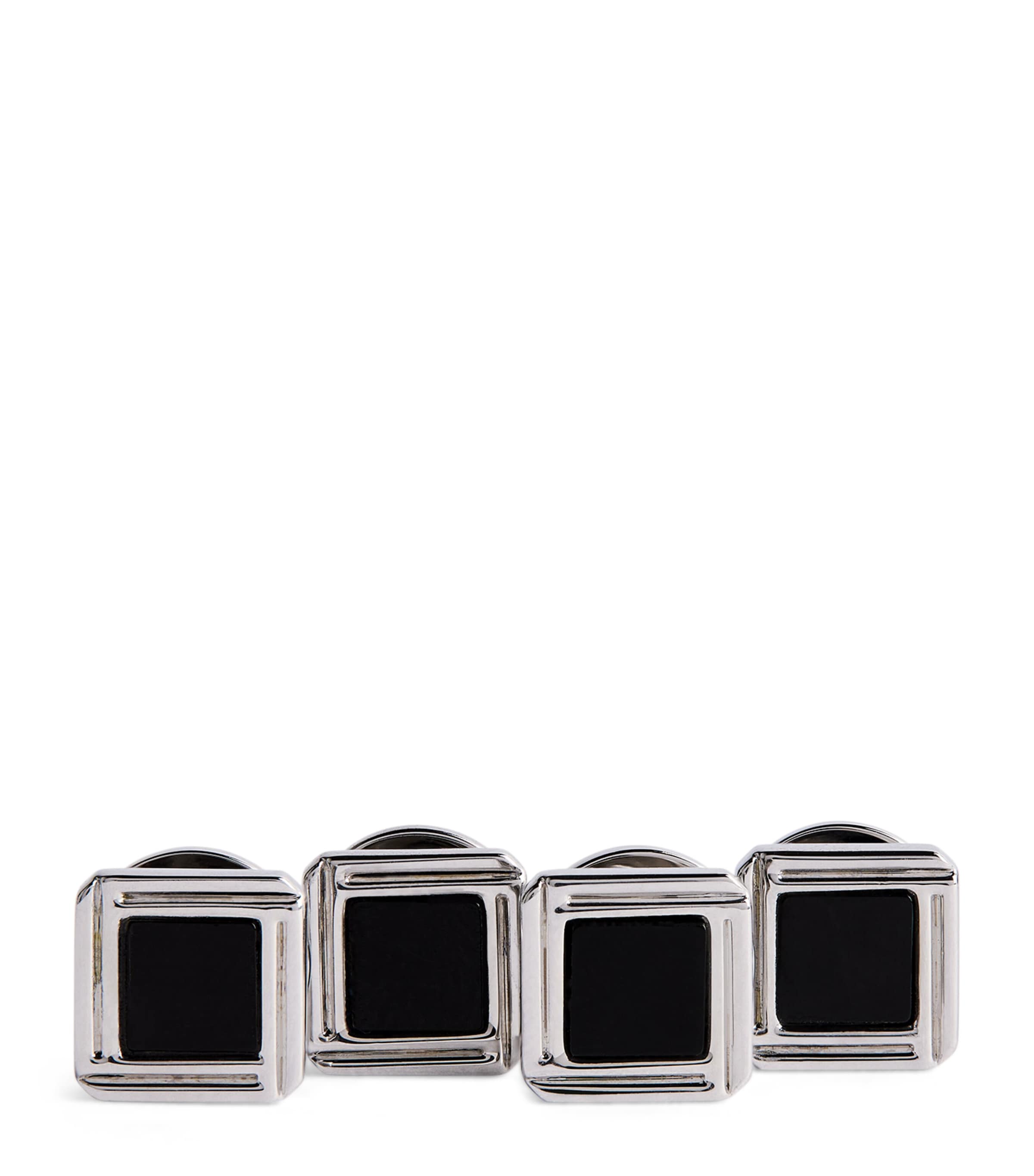Rhodium-Plated Celtic Onyx Cufflinks Set