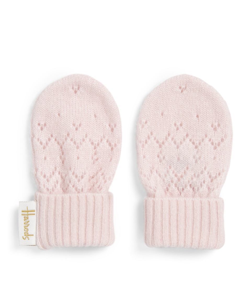 Harrods Cashmere Mittens Pink