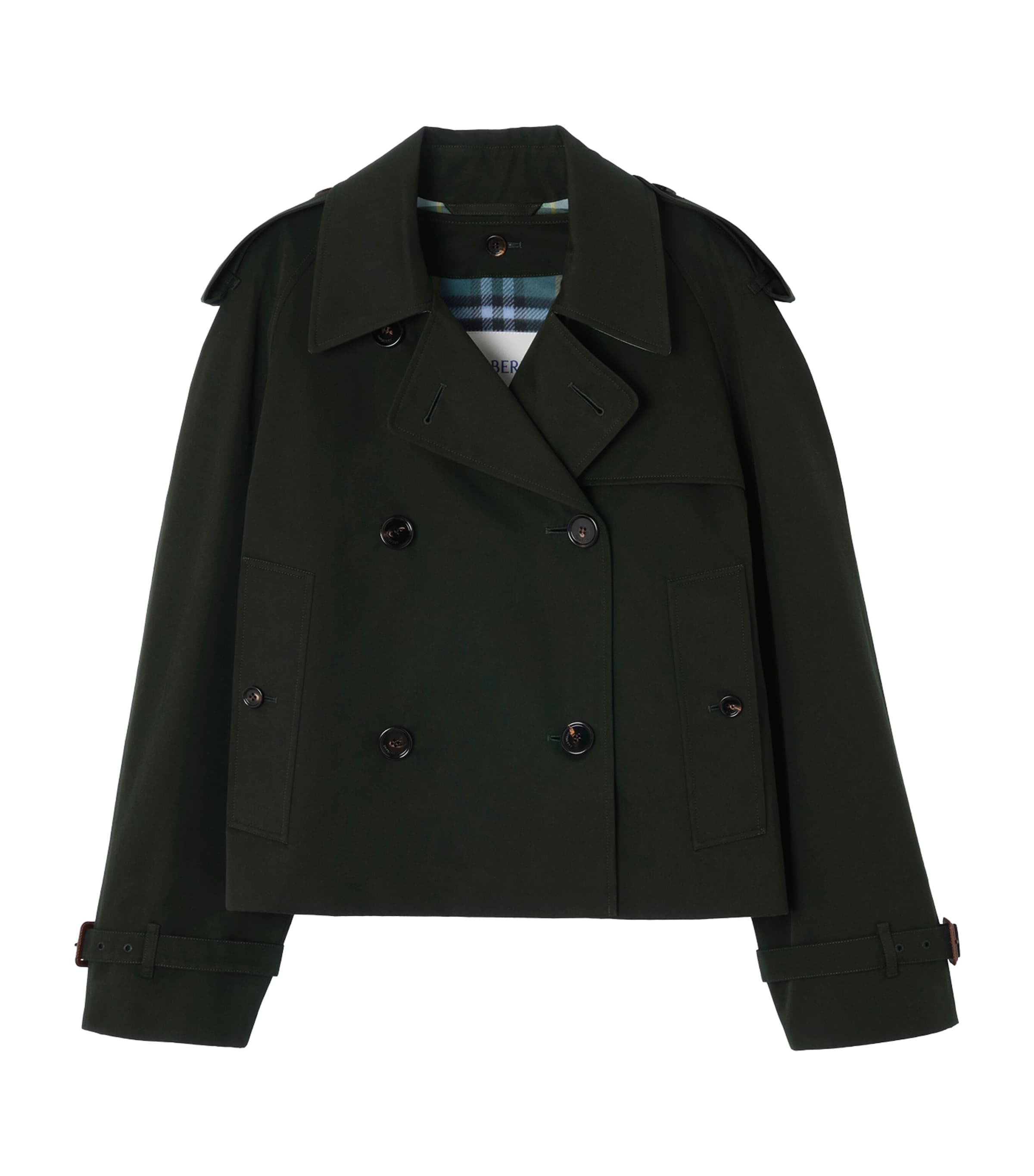 Burberry Womens Highgrove x Burberry Cotton Gabardine Mayfair Trench Jacket with Warmer Marsh Green