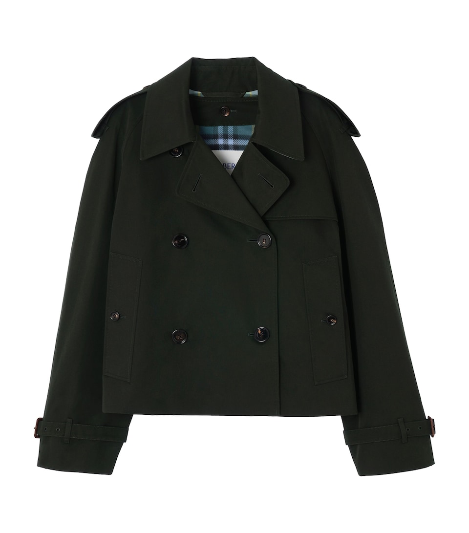 Burberry Womens Highgrove x Burberry Cotton Gabardine Mayfair Trench Jacket with Warmer Marsh Green