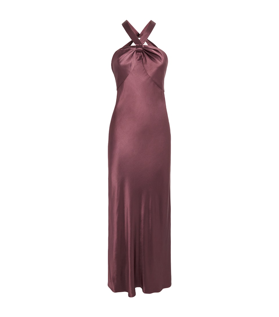 Rixo Womens Satin Losanna Maxi Dress Wine