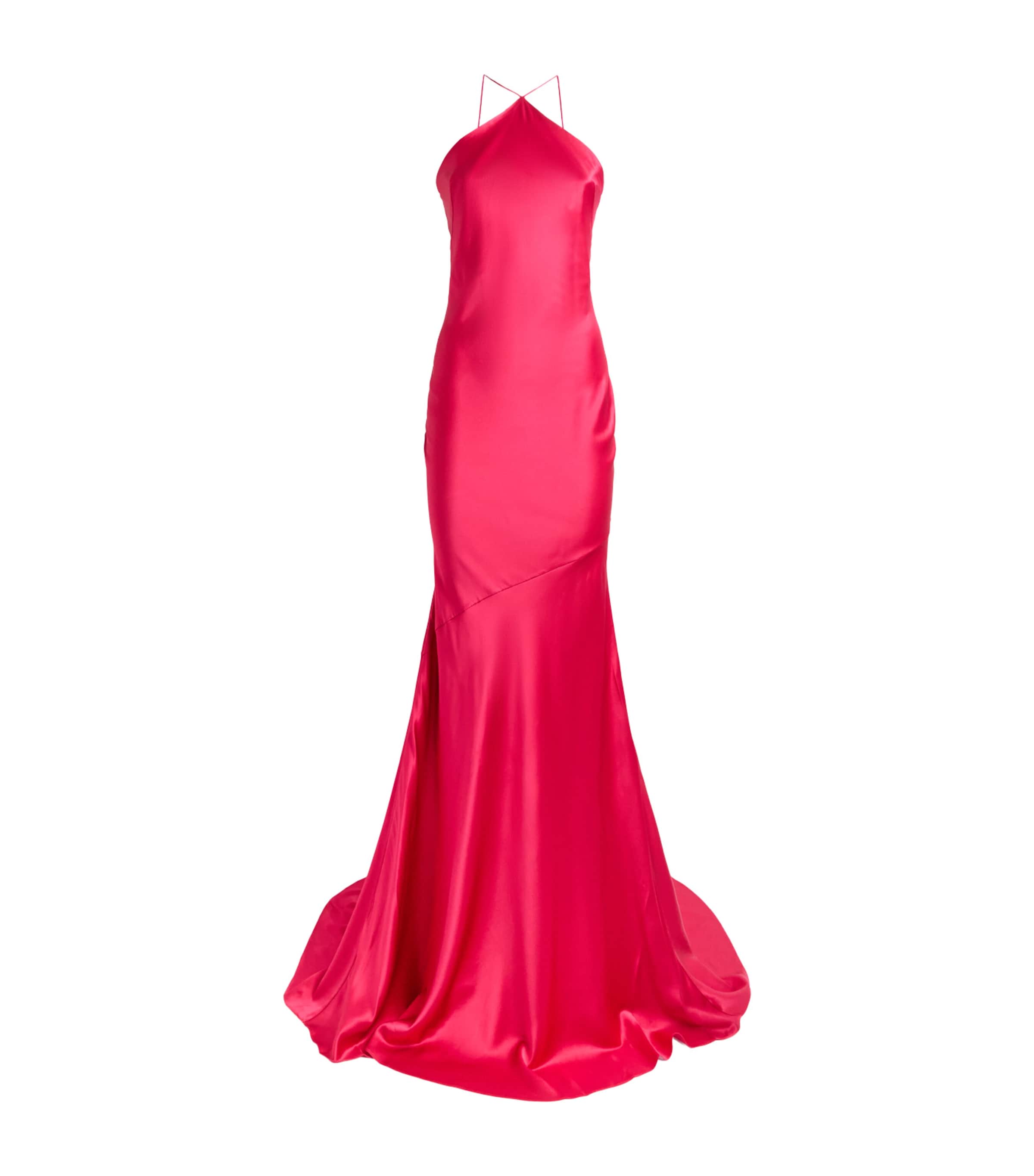Alex Perry Womens Silk Halterneck Gown Cerise