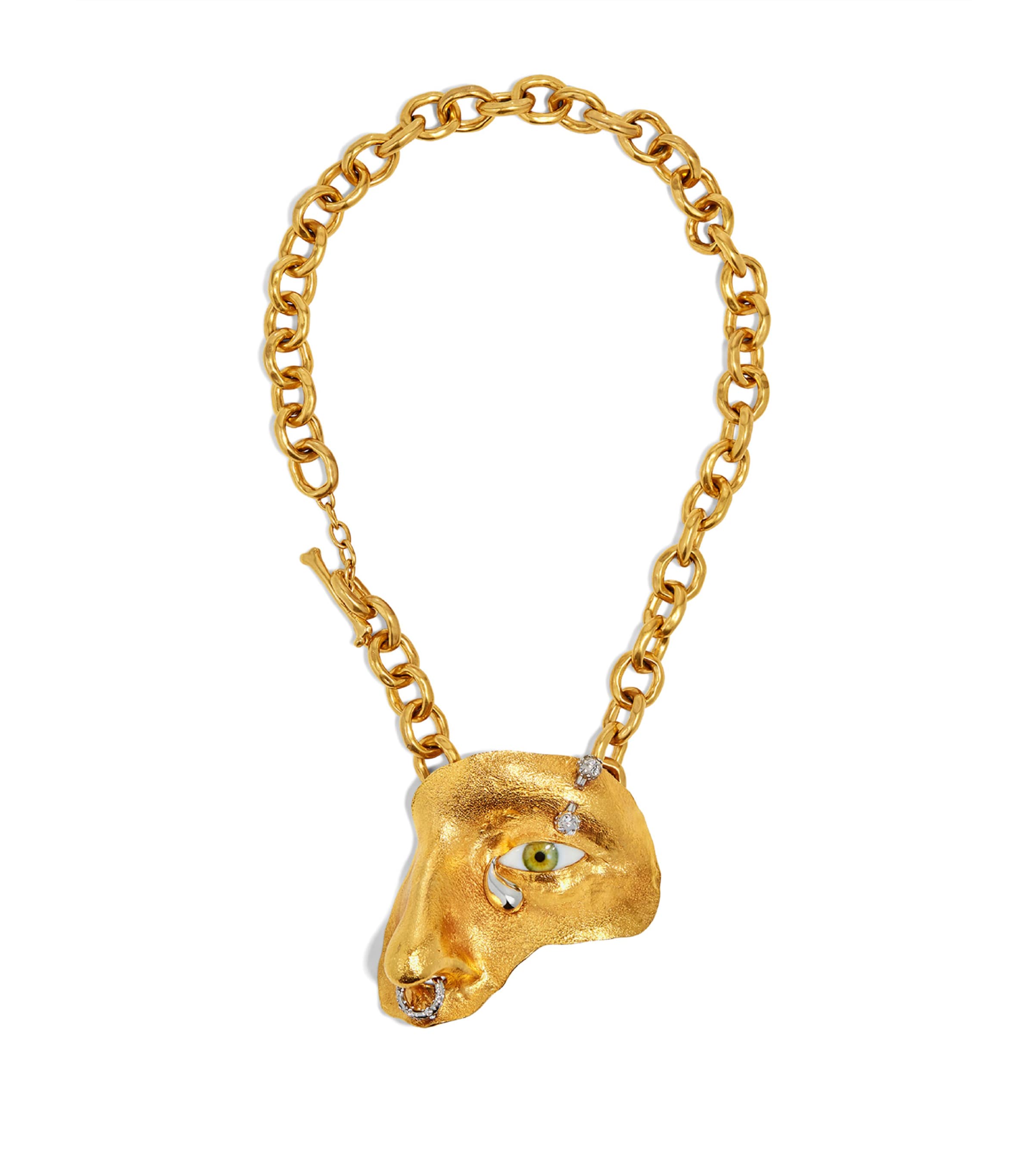 Schiaparelli Visage Chain Necklace Gold