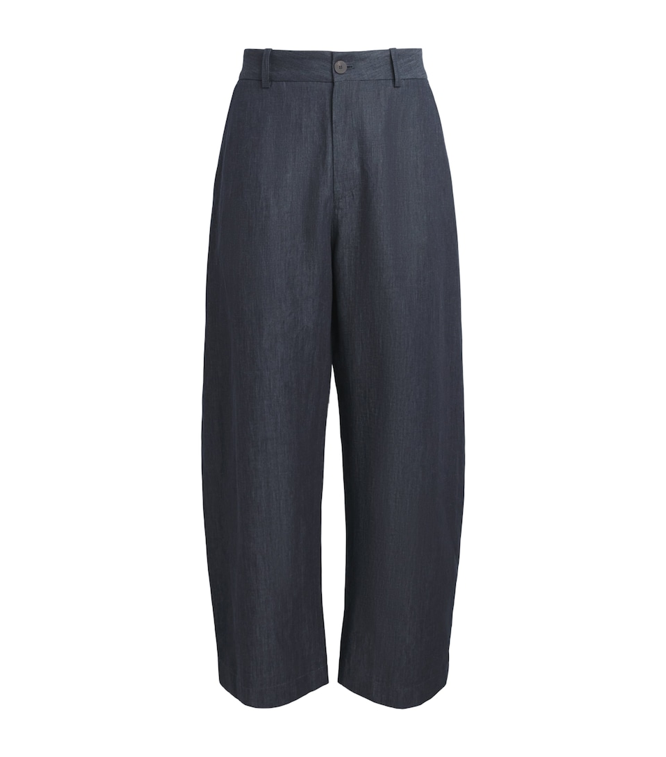 Cotton-Linen Curved Trousers