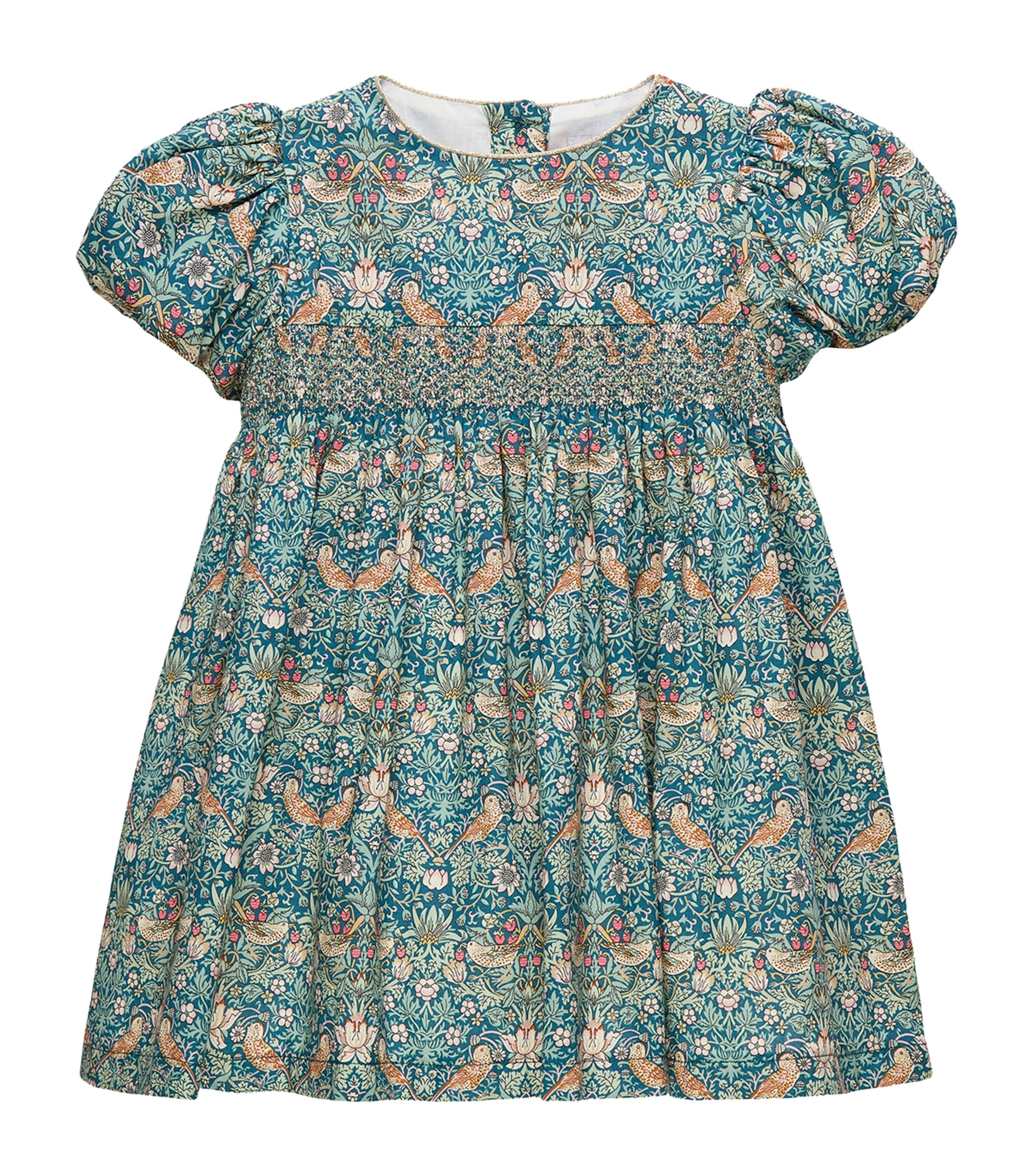 Trotters Cotton Strawberry Thief Dress (6-24 Months) Teal