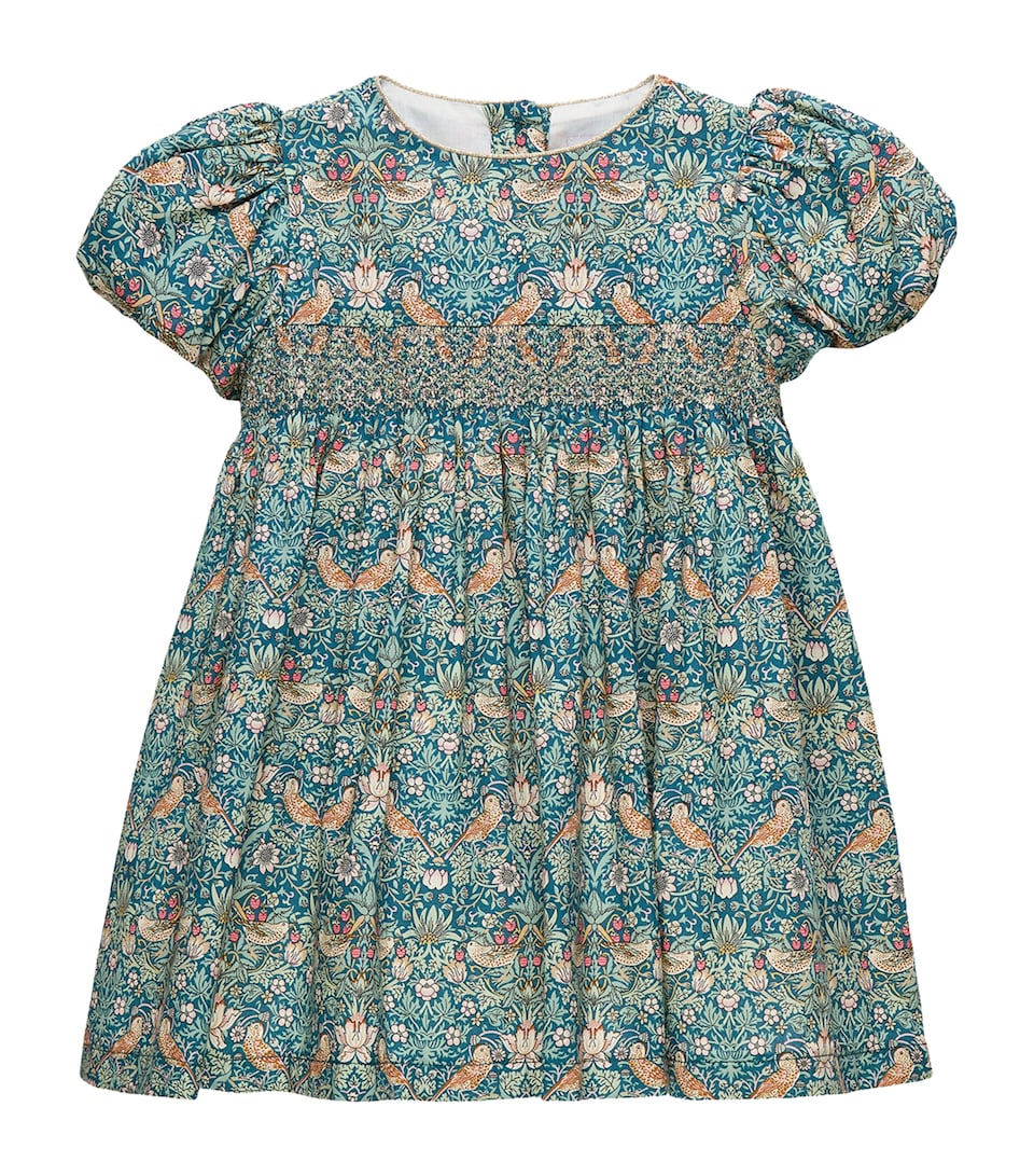 Trotters Cotton Strawberry Thief Dress (6-24 Months) Teal