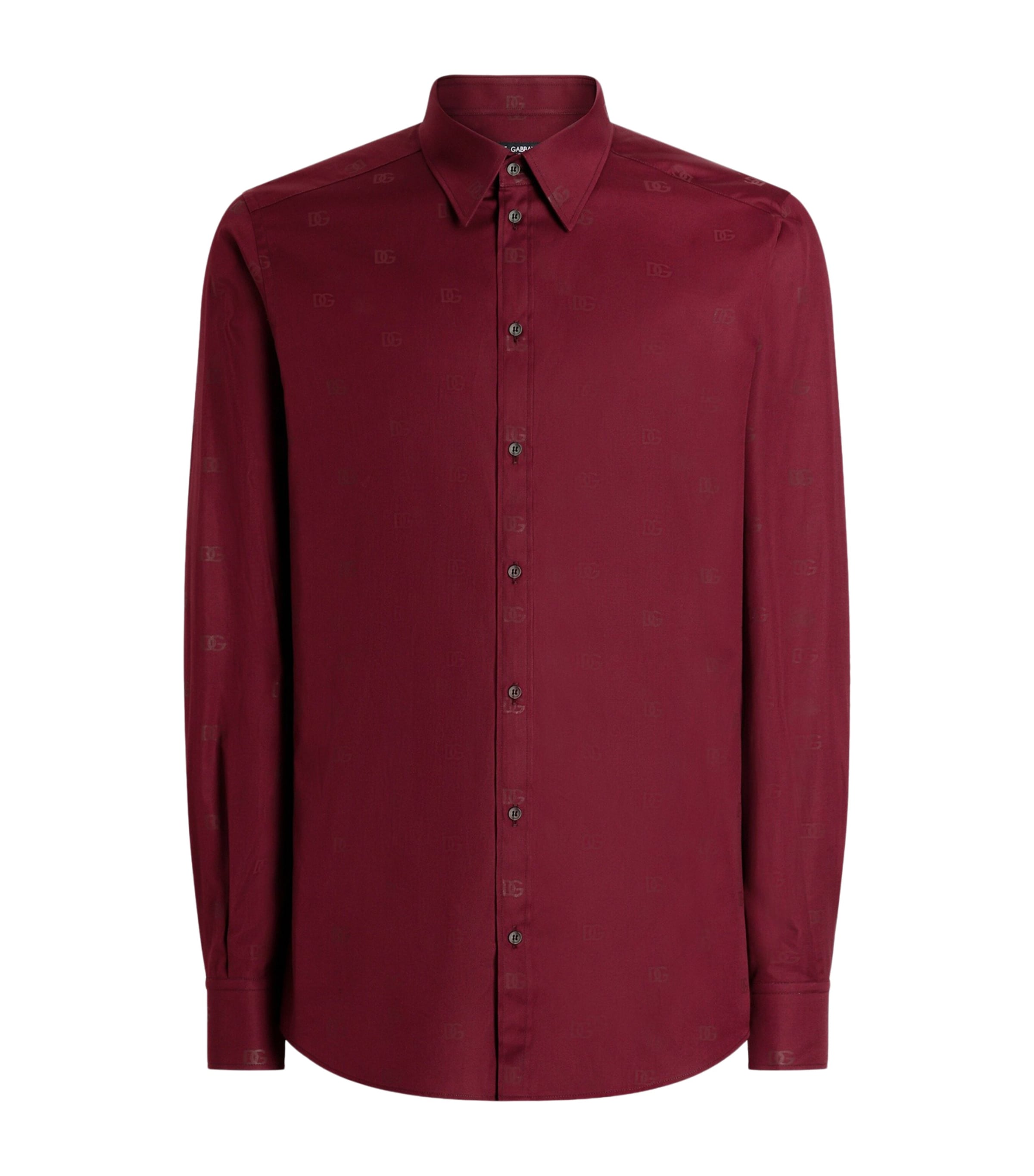 Dolce&Gabbana Mens Cotton Poplin Logo Print Martini Shirt Dg F.bordeaux