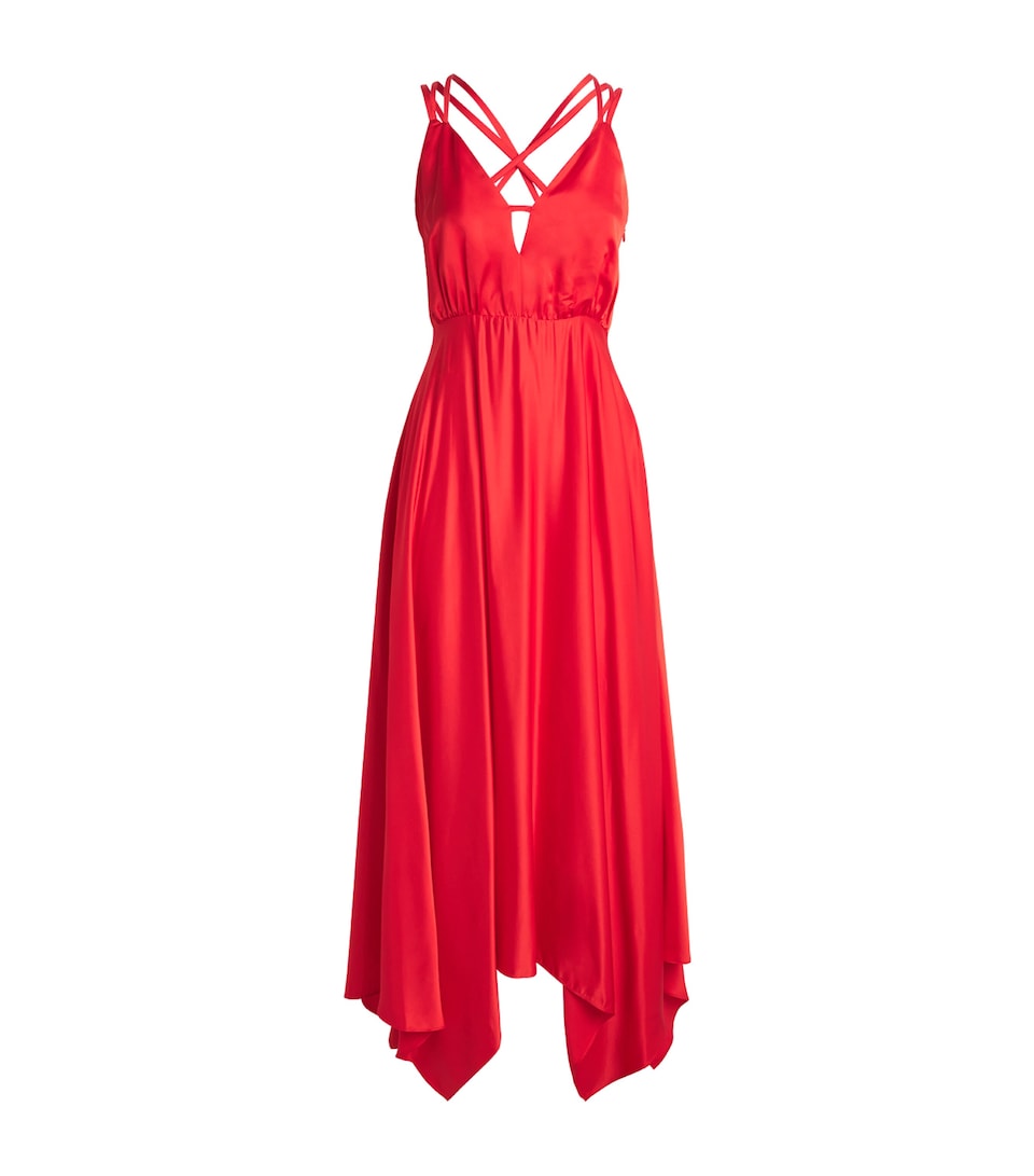 Sandro Paris Womens Asymmetric Maxi Dress Red