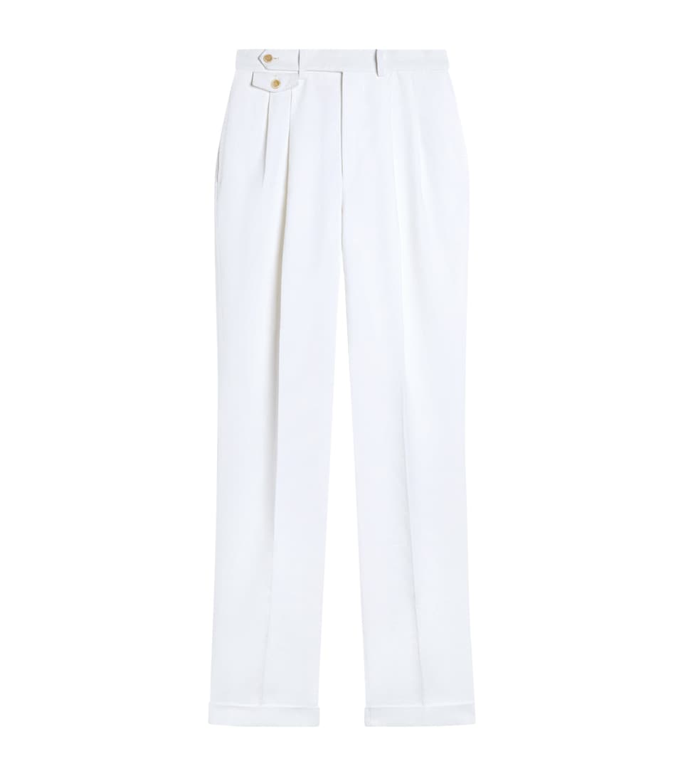Dunhill Mens Linen Double-Pleated Formal Trousers