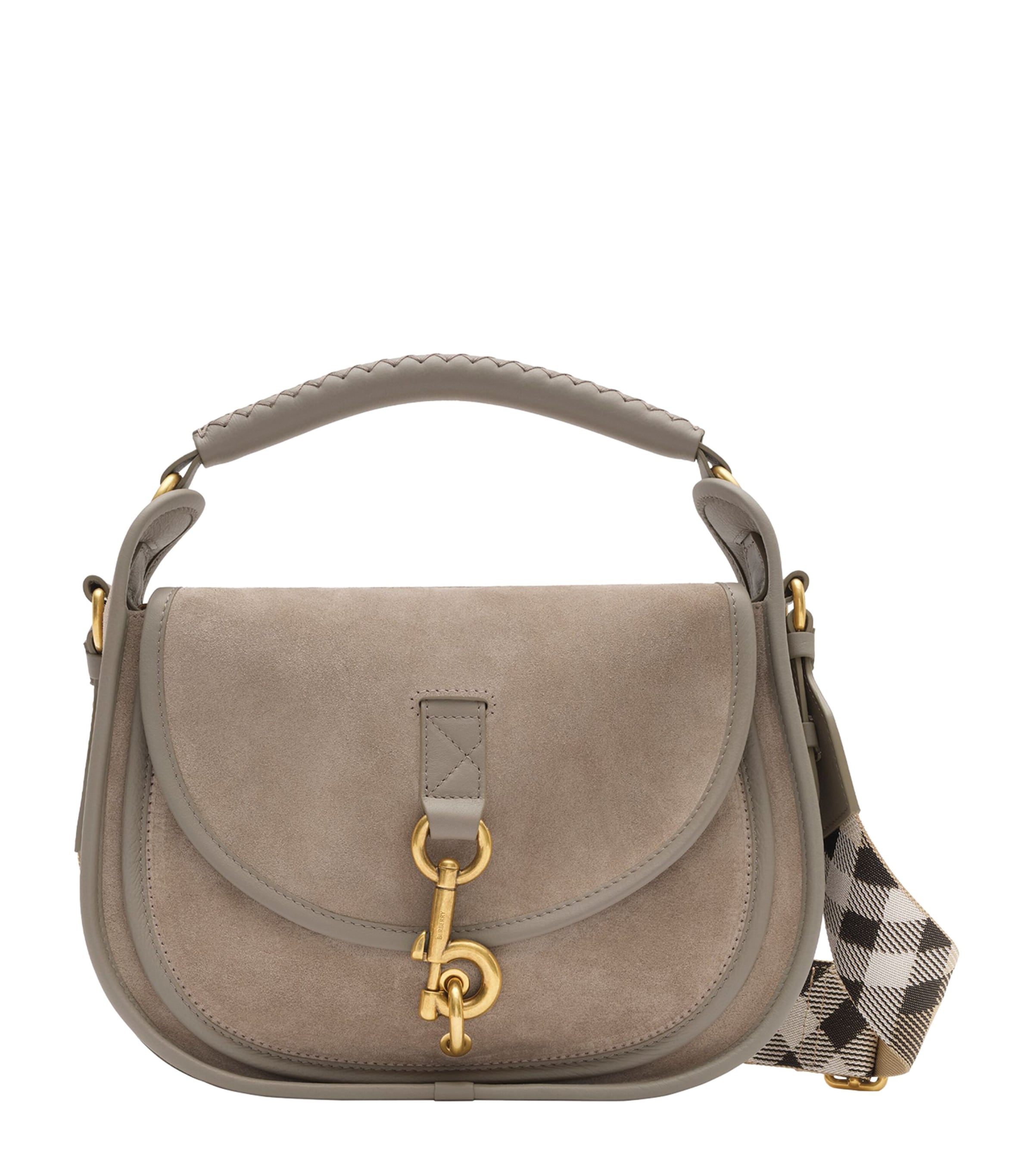 Burberry Small Suede B Clip Messenger Bag Taupe