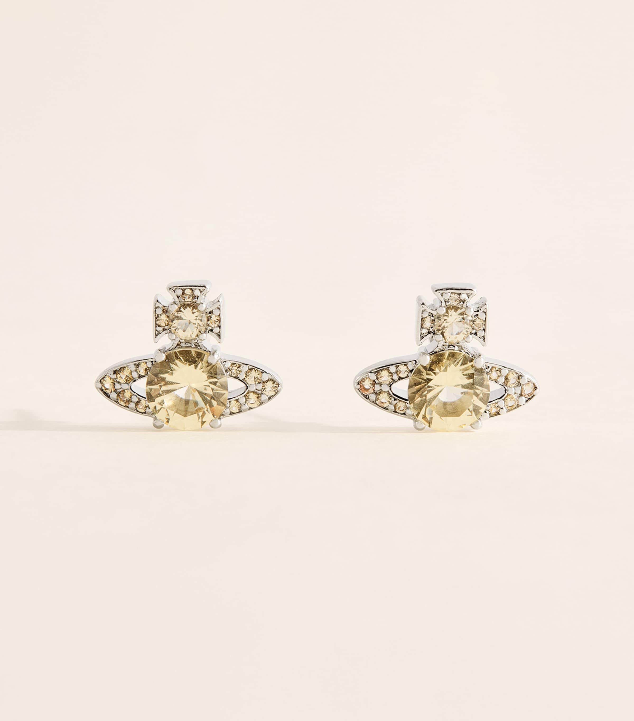 Vivienne Westwood Ismene Stud Earrings Platinum / Yellow Cz