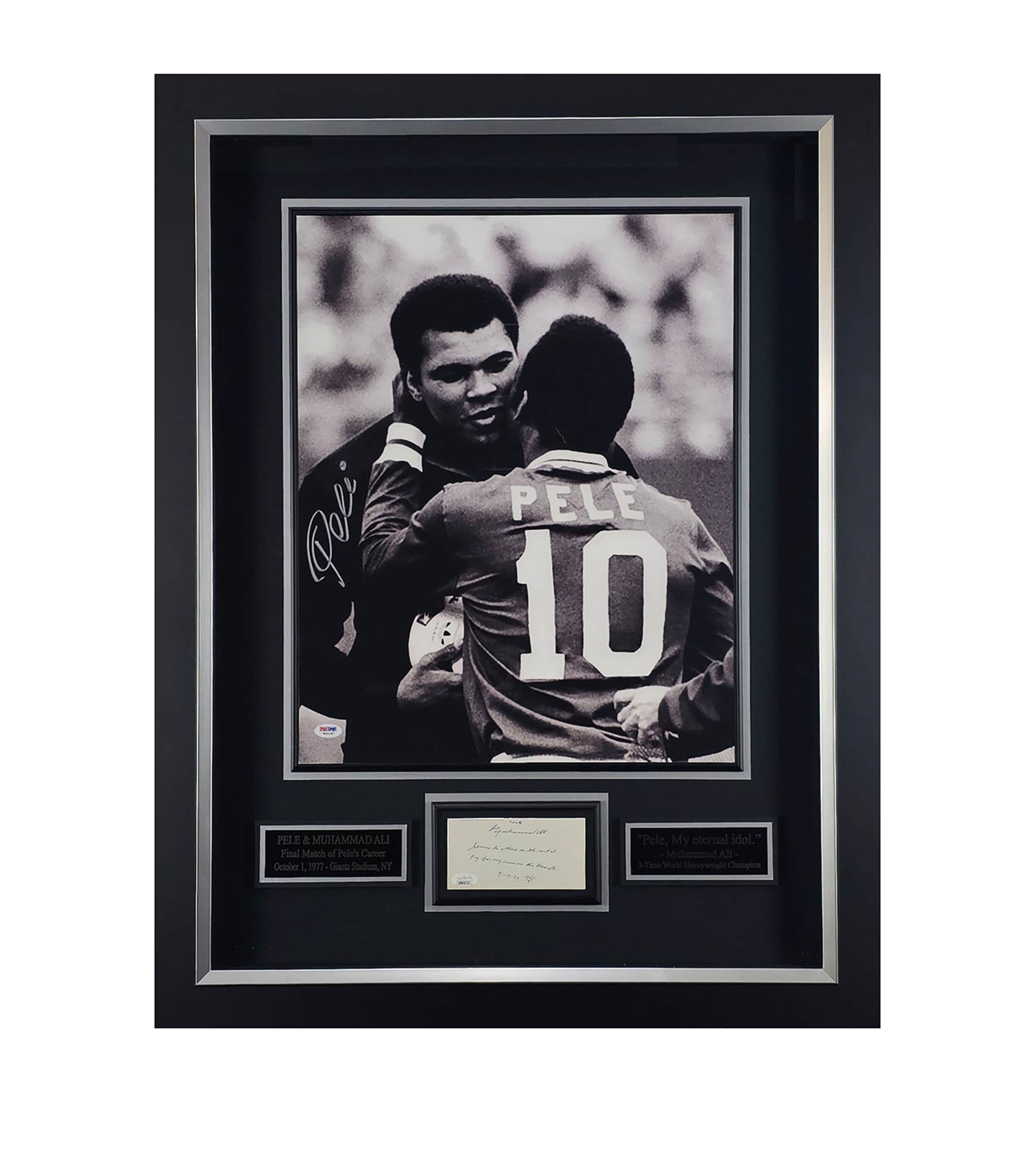 Leipzig Galleries Muhammad Ali Meets Pelé Autographed Vintage Framed Display