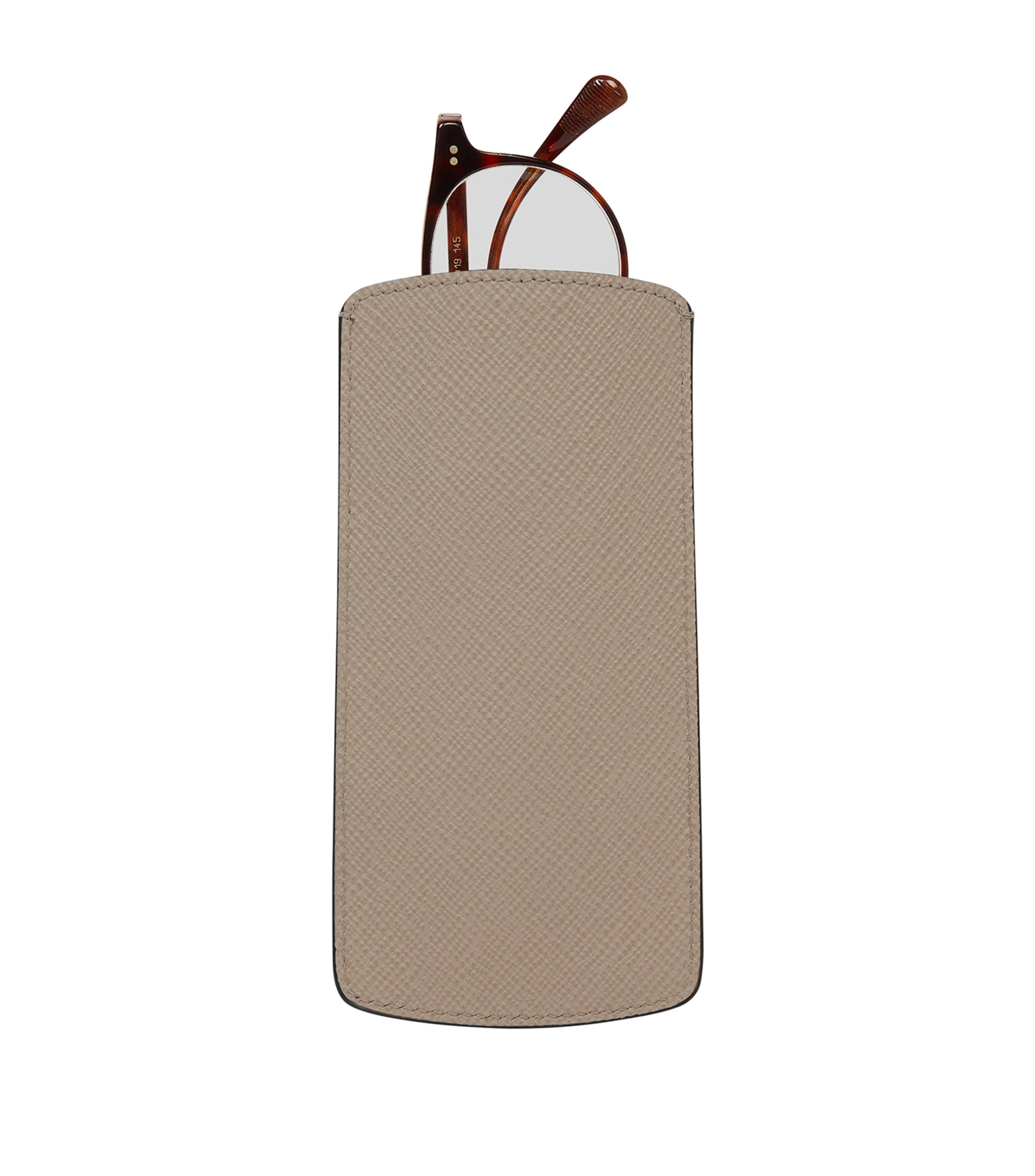 Smythson Leather Panama Glasses Case Sandstone