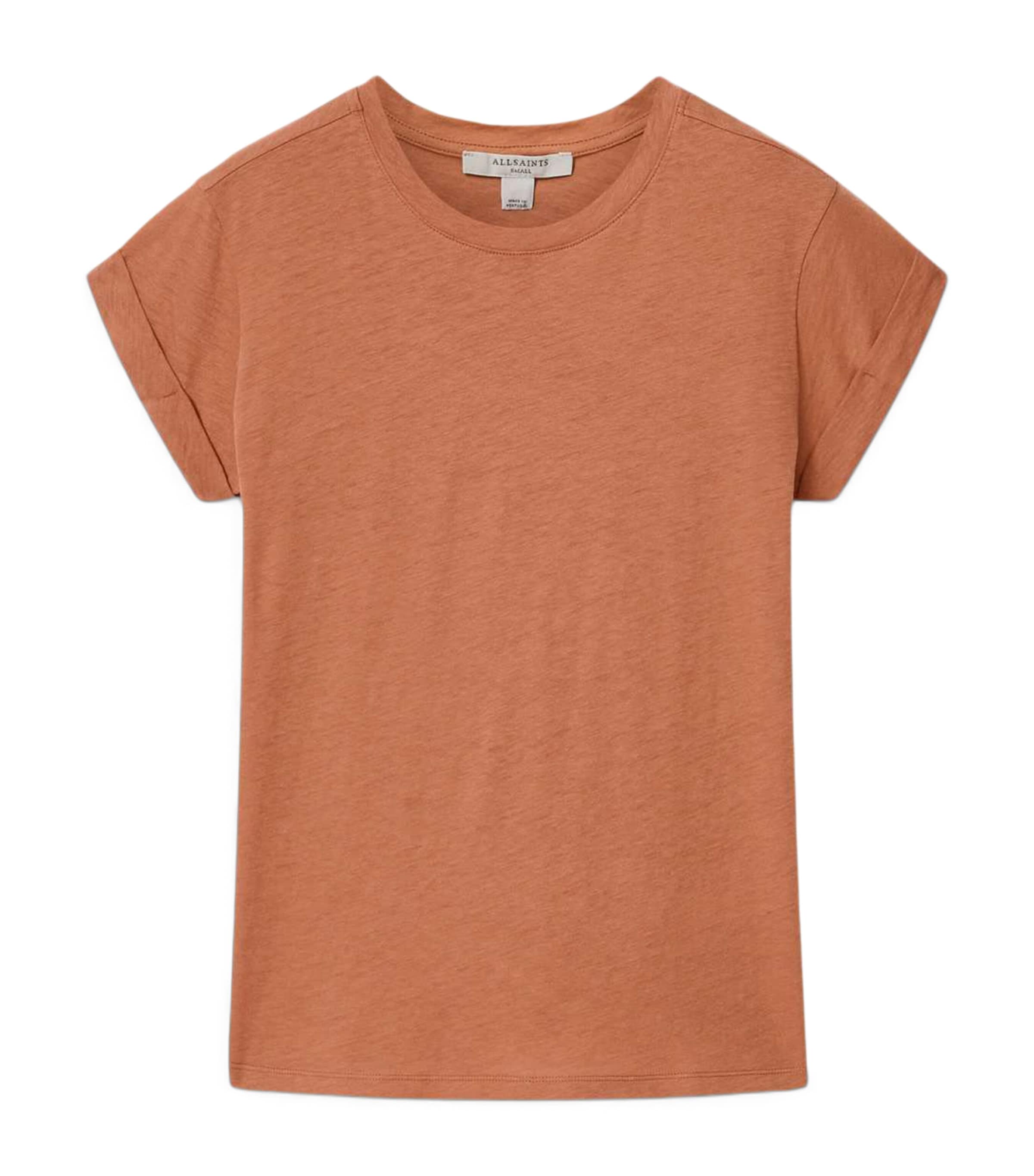 AllSaints Womens Organic Cotton Anna T-Shirt Pecan Brown