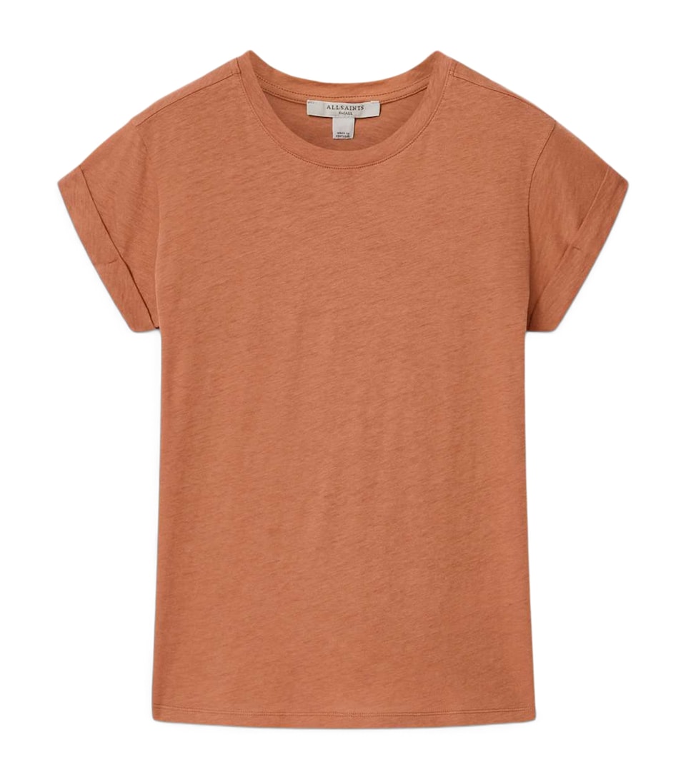 AllSaints Womens Organic Cotton Anna T-Shirt Pecan Brown