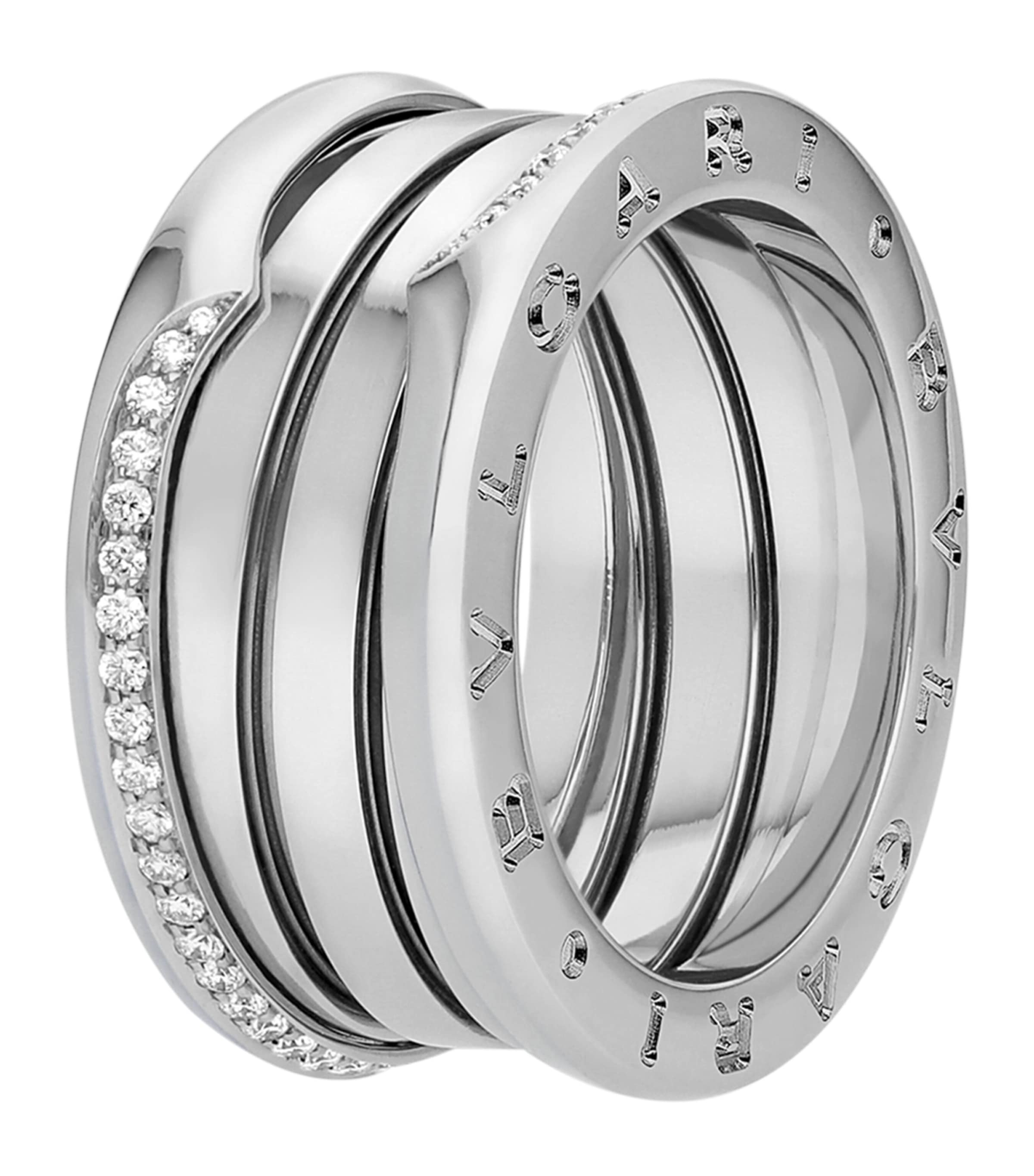 Bvlgari White Gold and Diamond B.zero1 Three-Band Ring White Gold