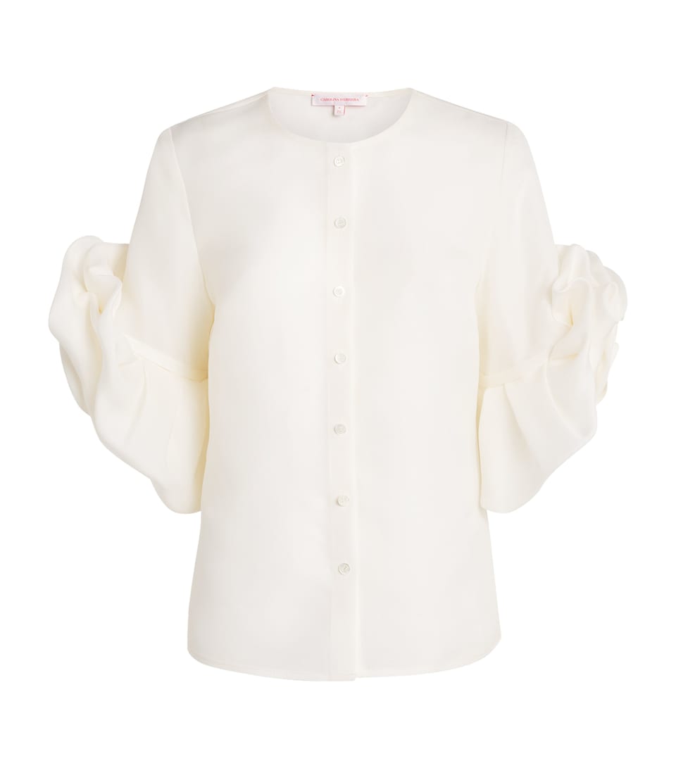 Silk Gazar Rosette Blouse