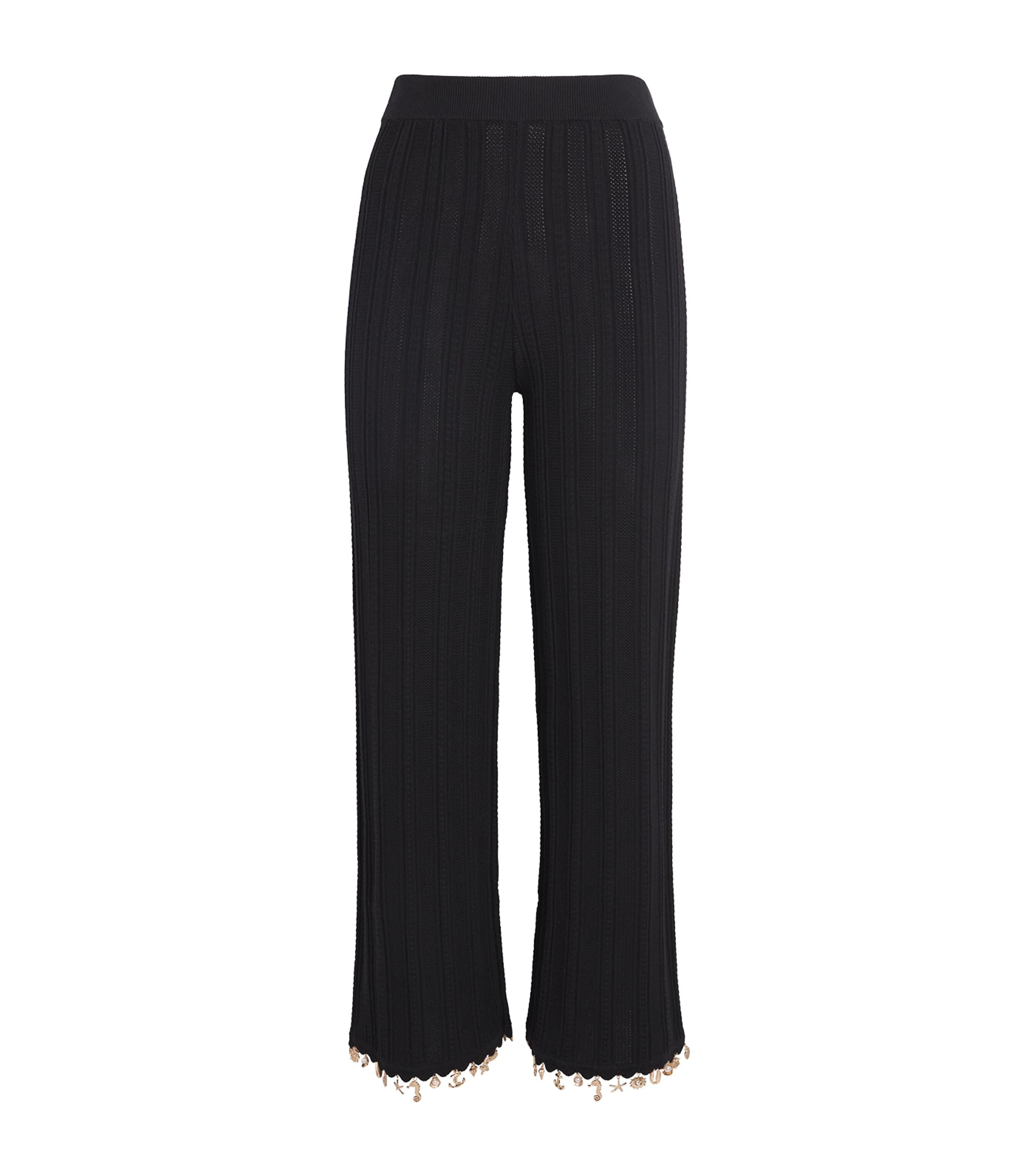 Maje Womens Charm-Embellished Knit Trousers Black