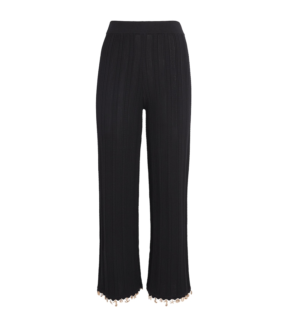 Maje Womens Charm-Embellished Knit Trousers Black