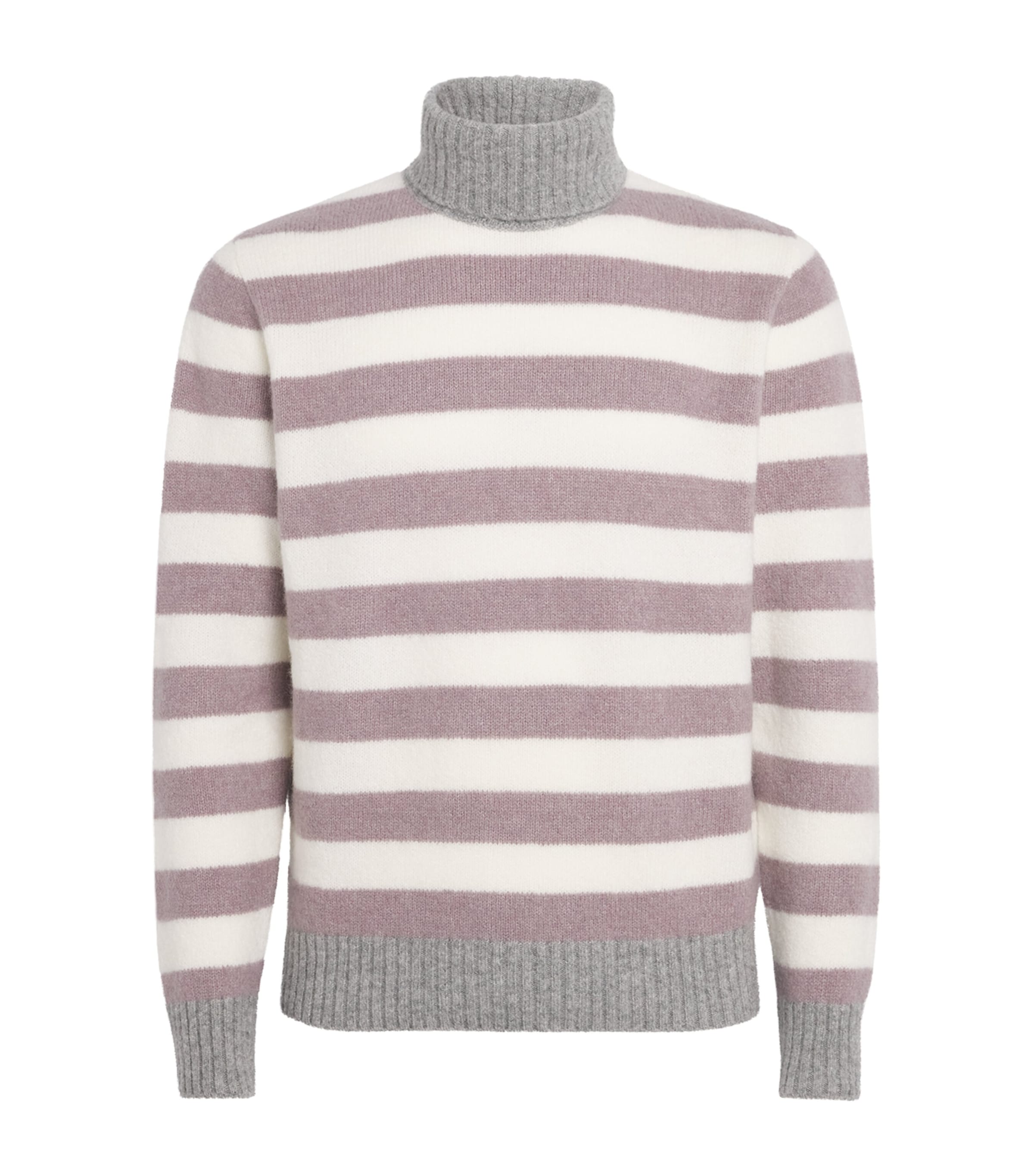 Cashmere-Blend Stripe Rollneck Sweater