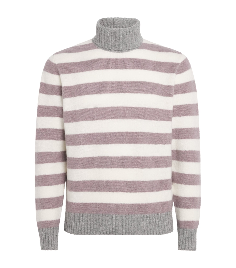 Cashmere-Blend Stripe Rollneck Sweater