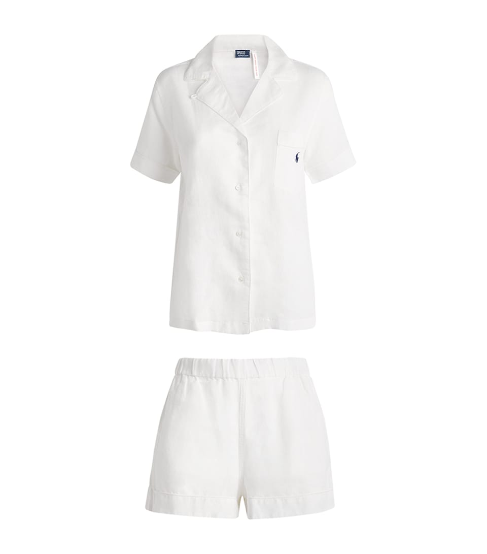Polo Ralph Lauren Womens Linen-Cotton Short Pyjama Set White Cloud