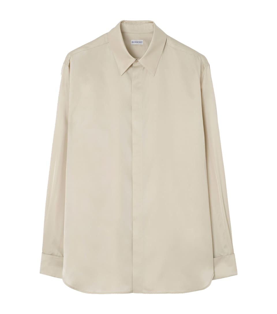 Burberry Mens Silk Relaxed Fit Shirt Clam