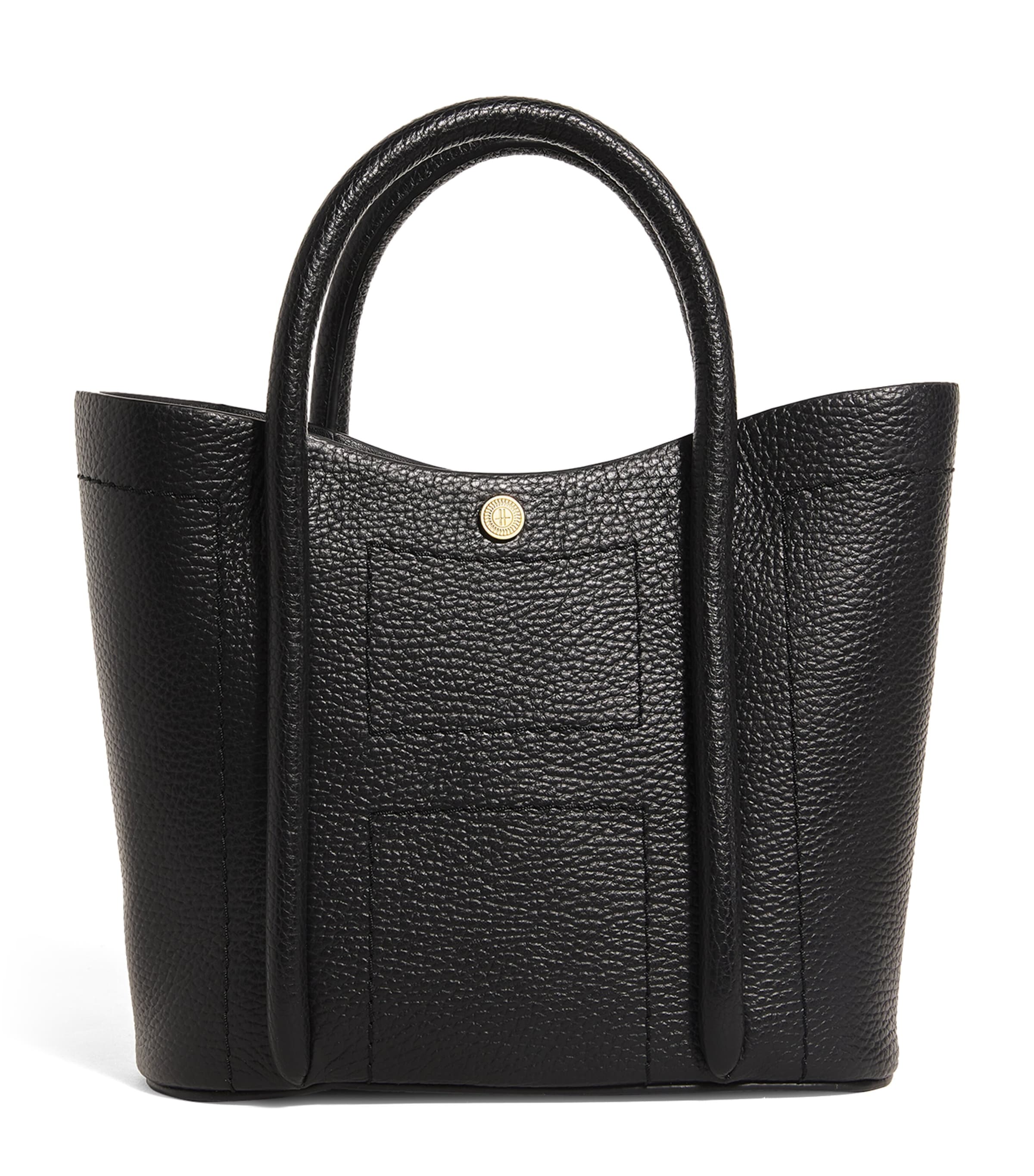 Harrods Grab Leather Rope Tote Bag Black