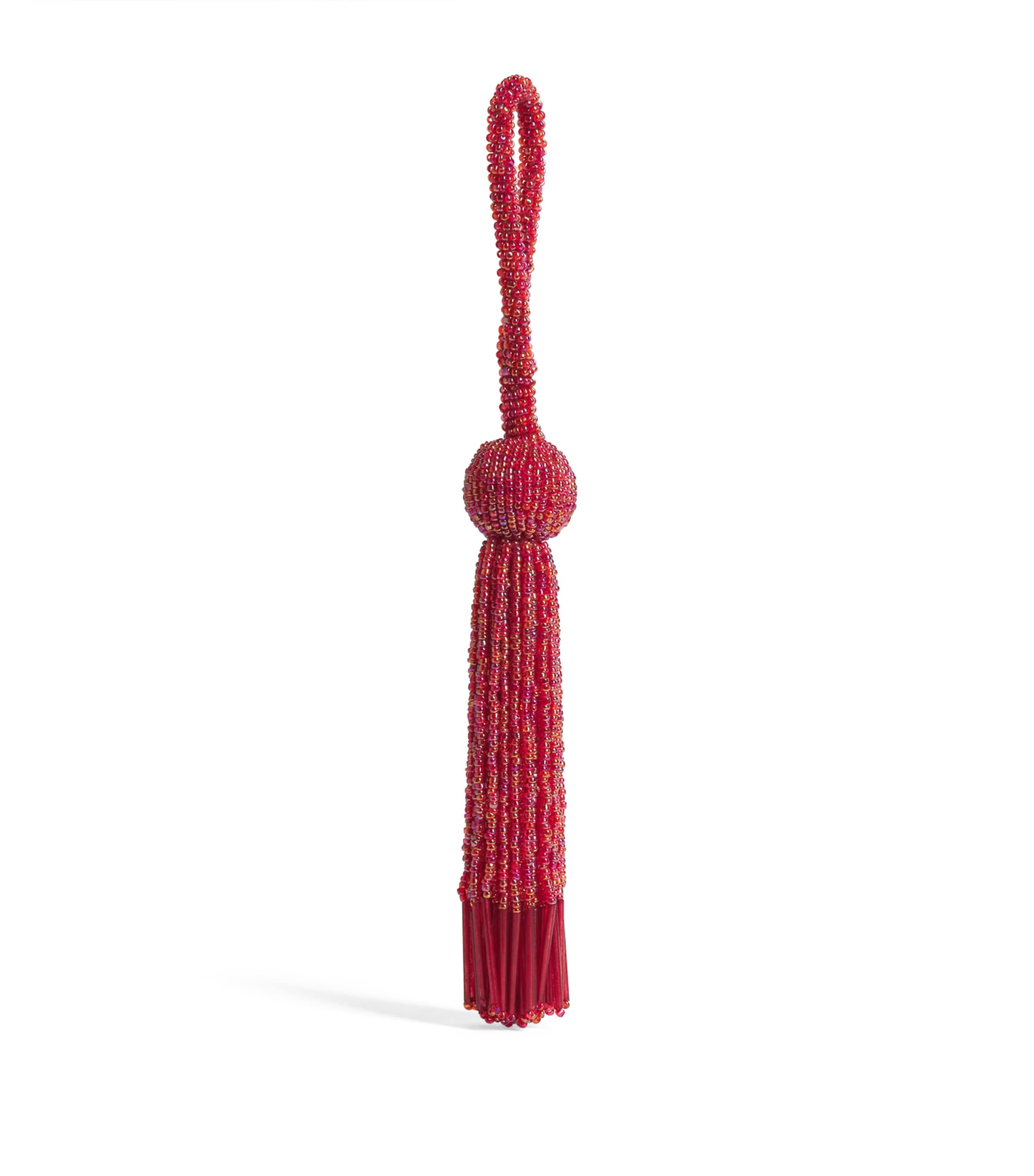 Harrods Beaded Tassel Tree Decoration Red