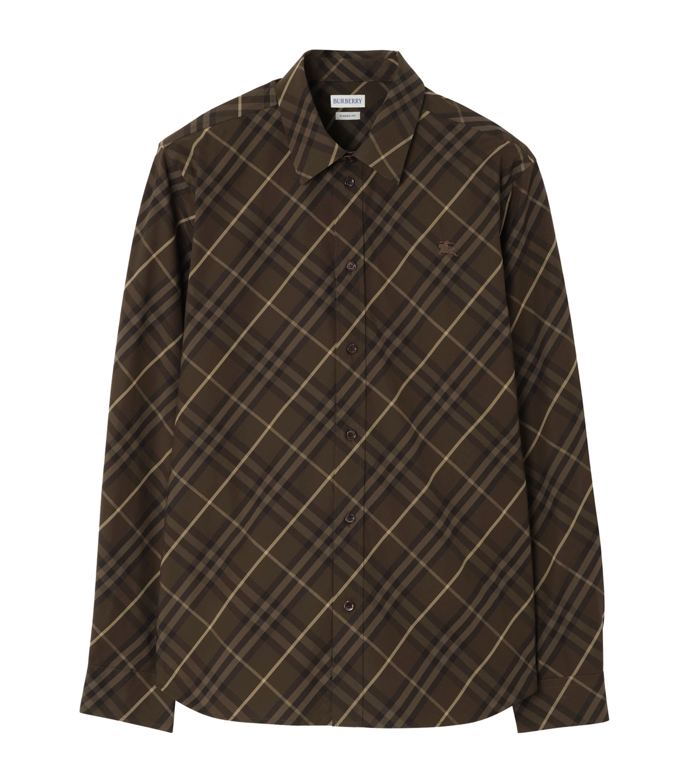 Burberry Mens Cotton Check Shirt Sepia Brown Ip Check