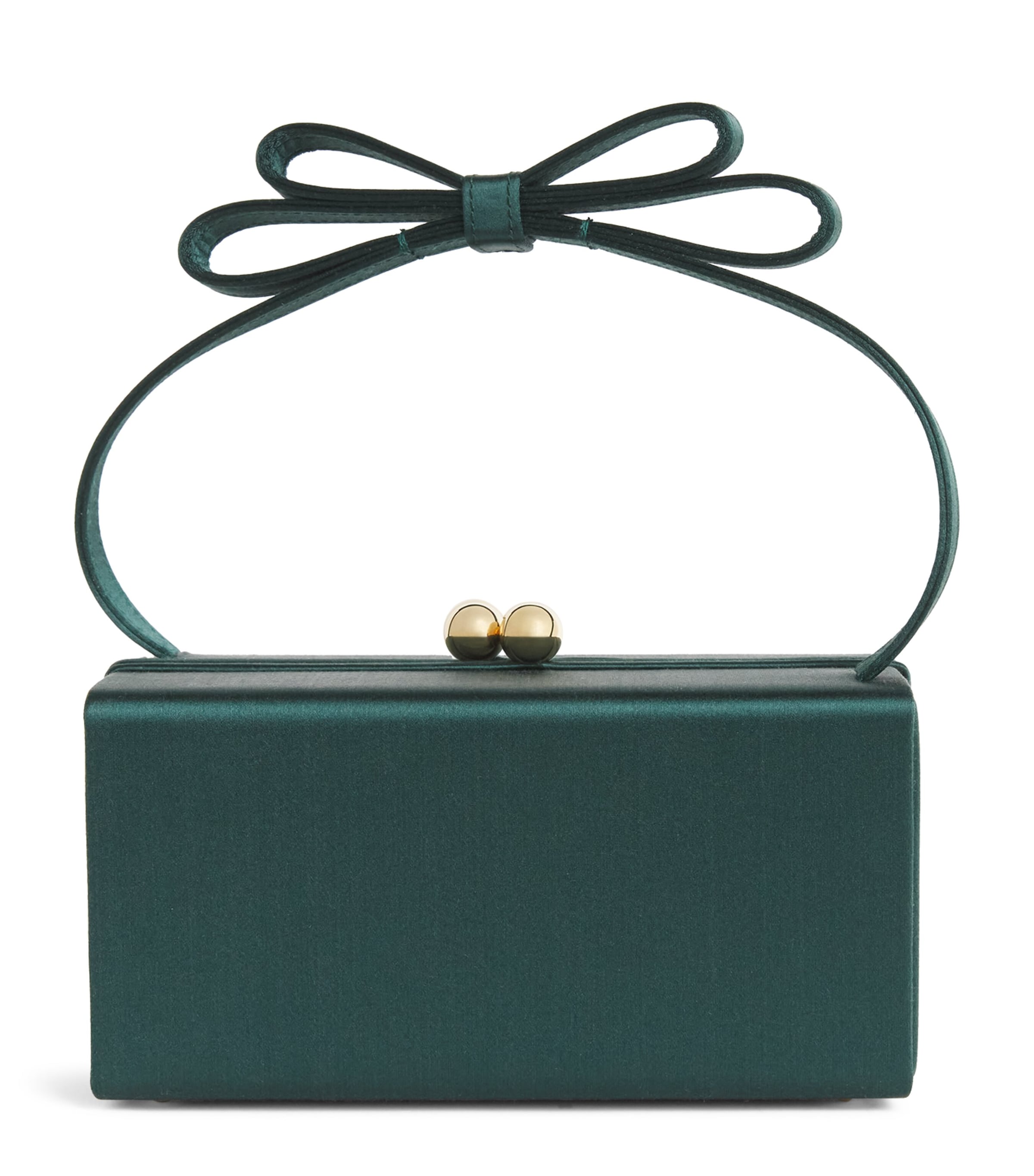Carolina Herrera Satin Mimi Bow Top-Handle Bag Forest Green