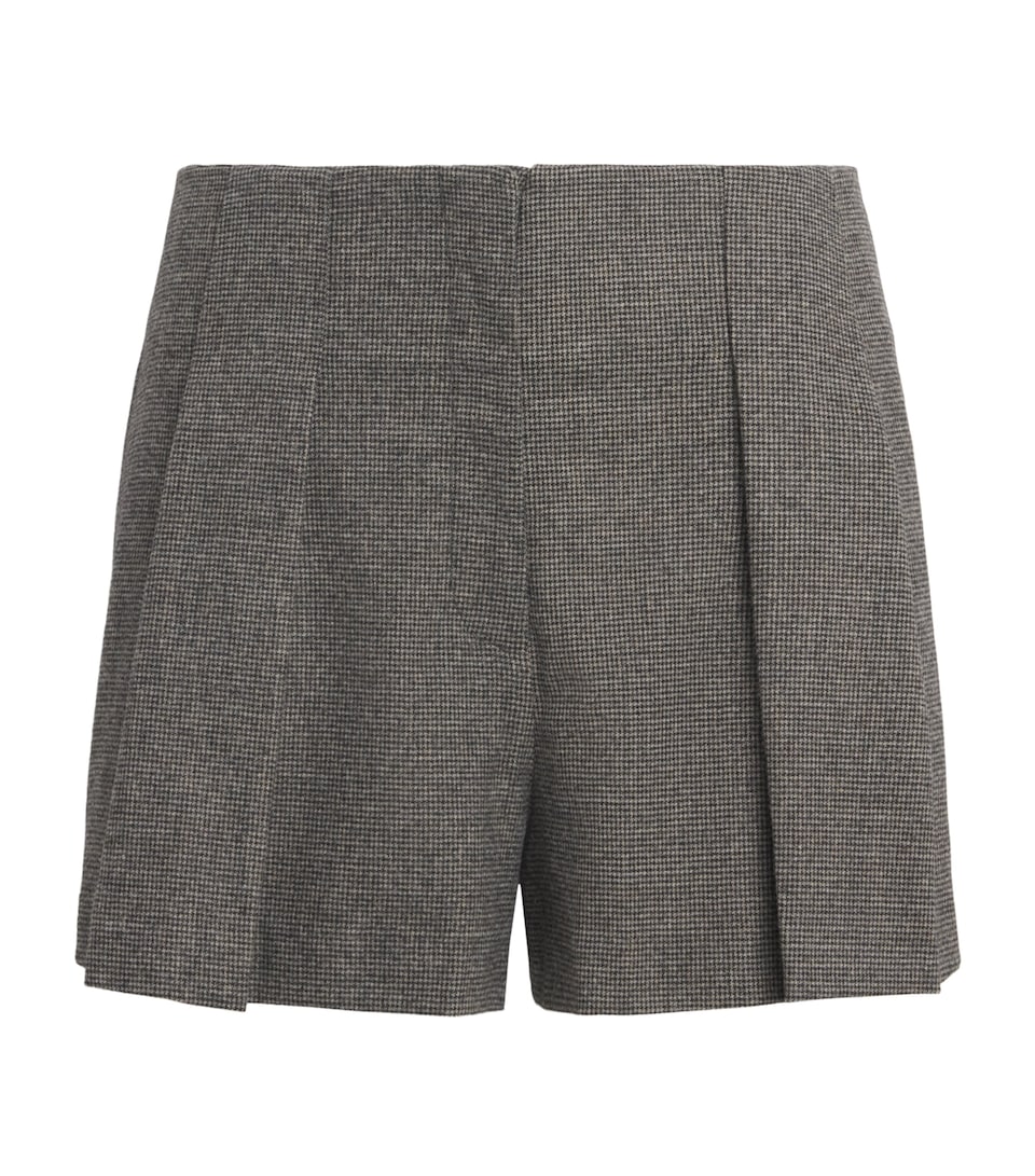 Sandro Paris Womens Houndstooth Pleated Shorts Grey