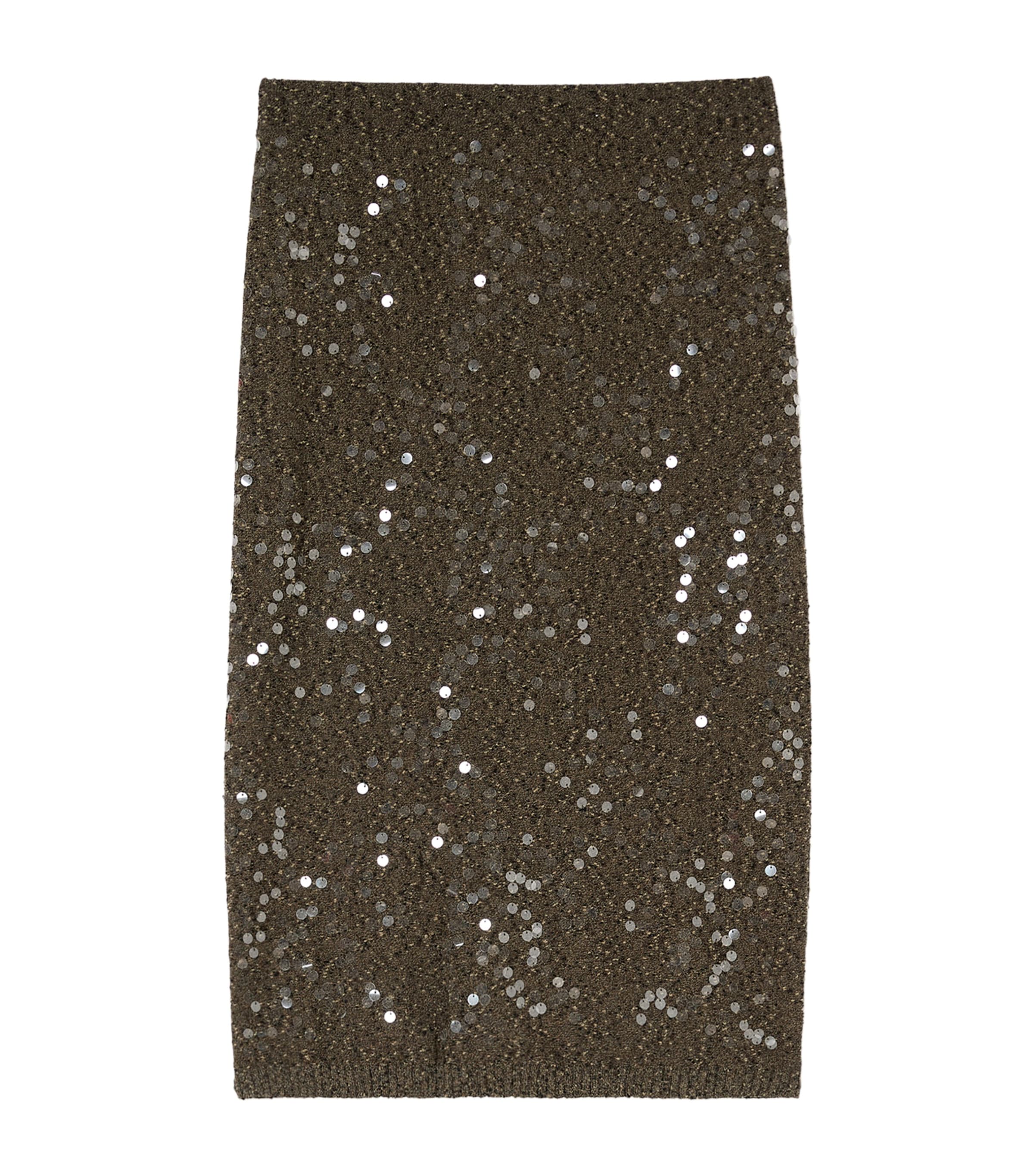 Marina Rinaldi Womens Crystal-Embellished Knitted Skirt Kaki
