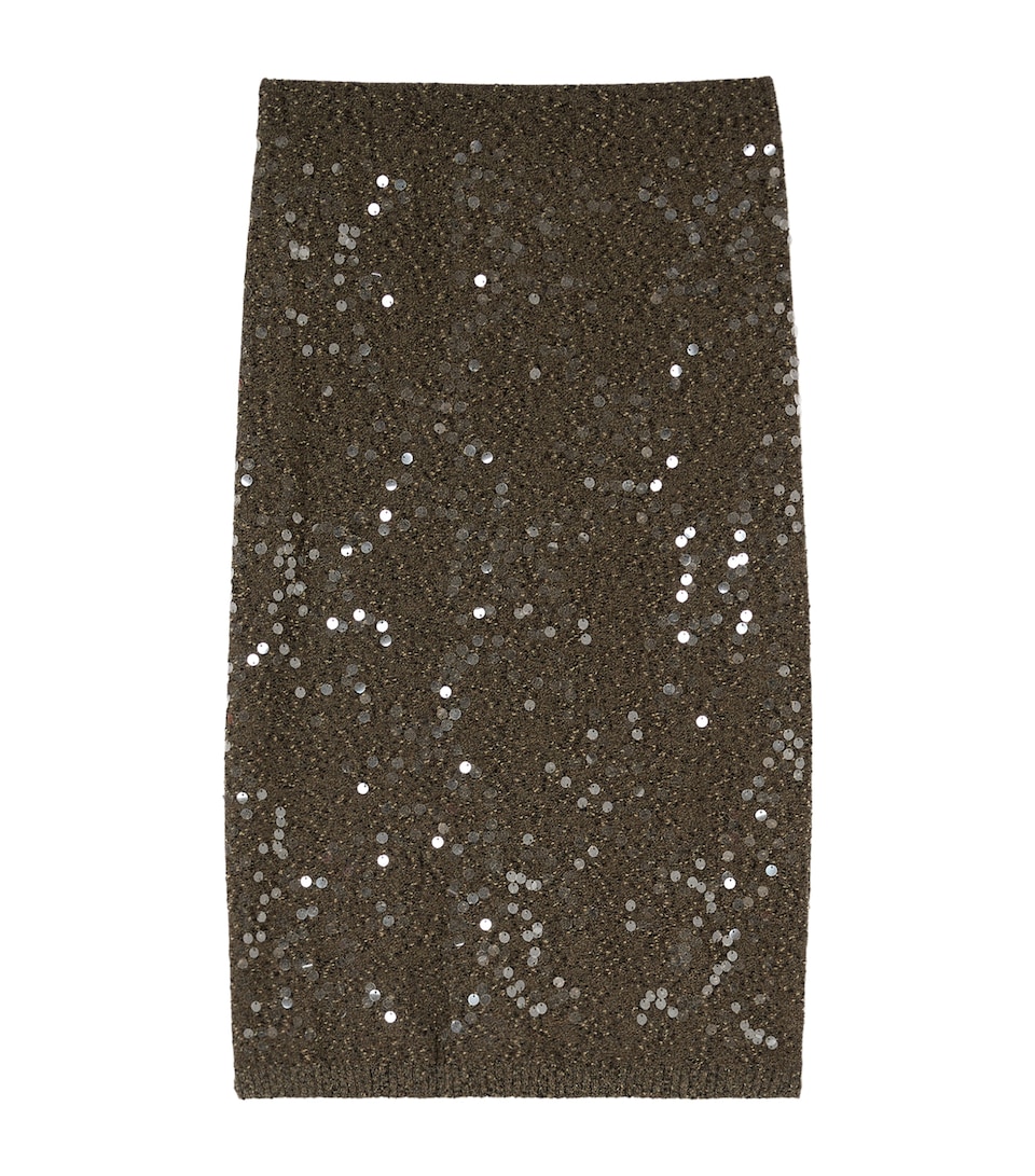 Marina Rinaldi Womens Crystal-Embellished Knitted Skirt Kaki