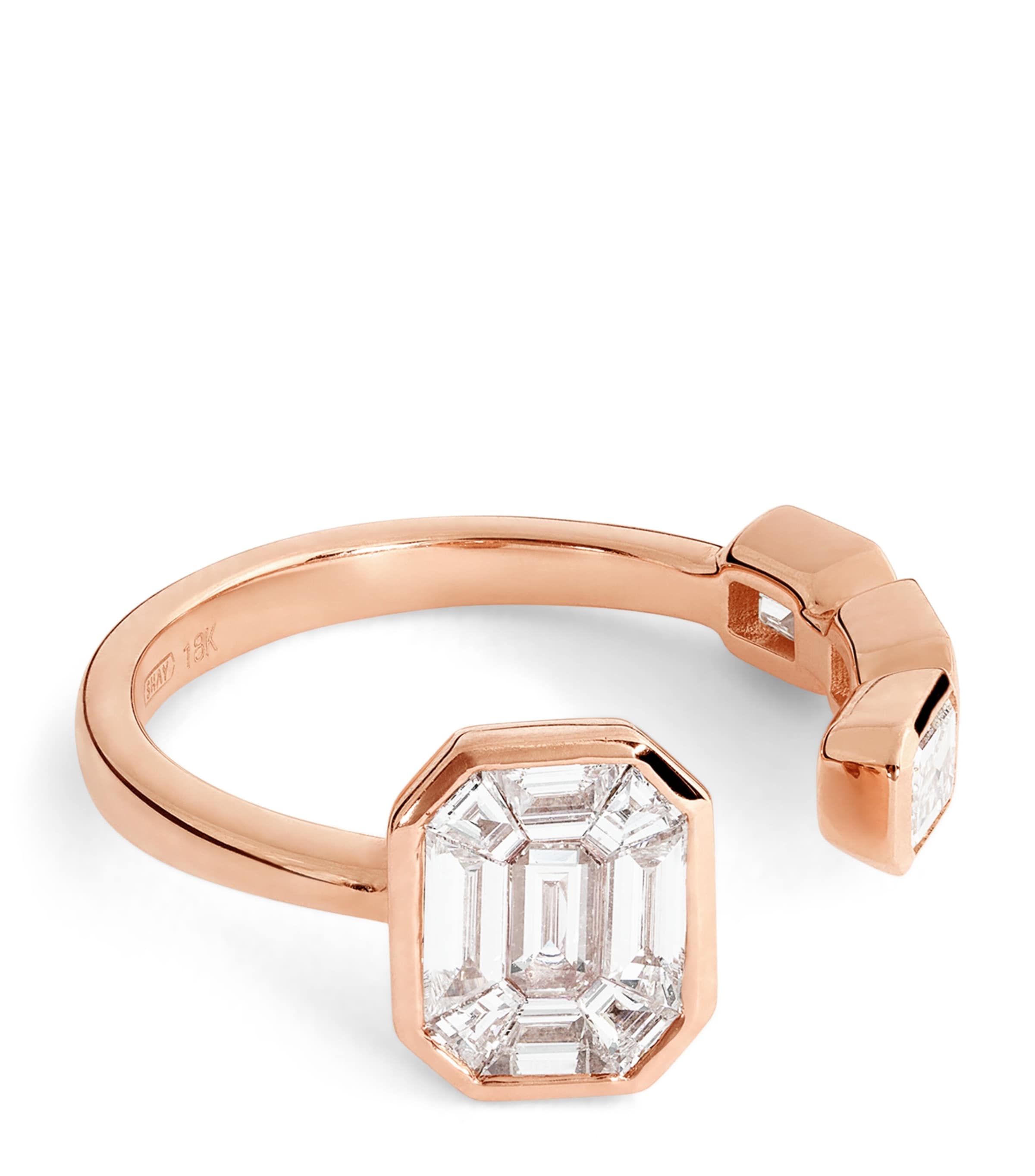 SHAY Rose Gold and Diamond East/West Floating Ring Rose Gold