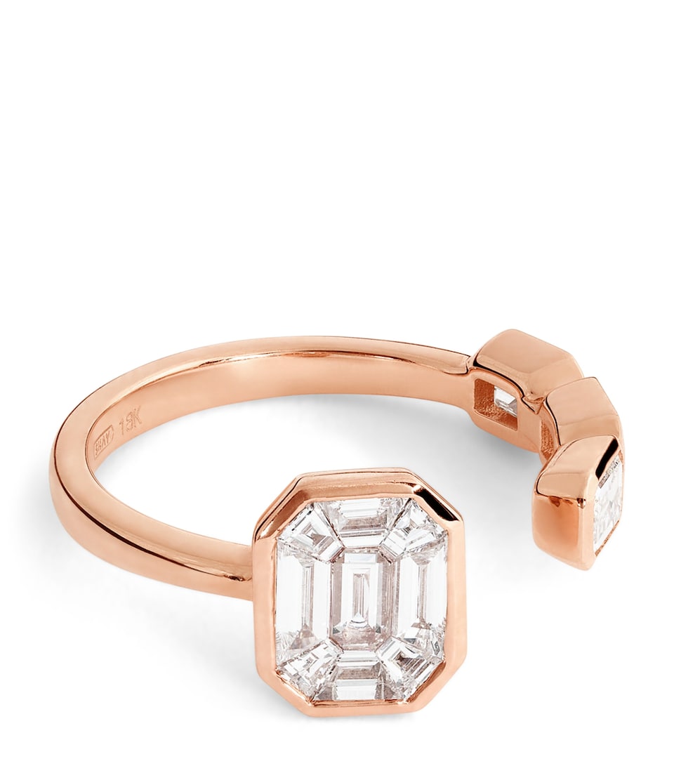 SHAY Rose Gold and Diamond East/West Floating Ring Rose Gold