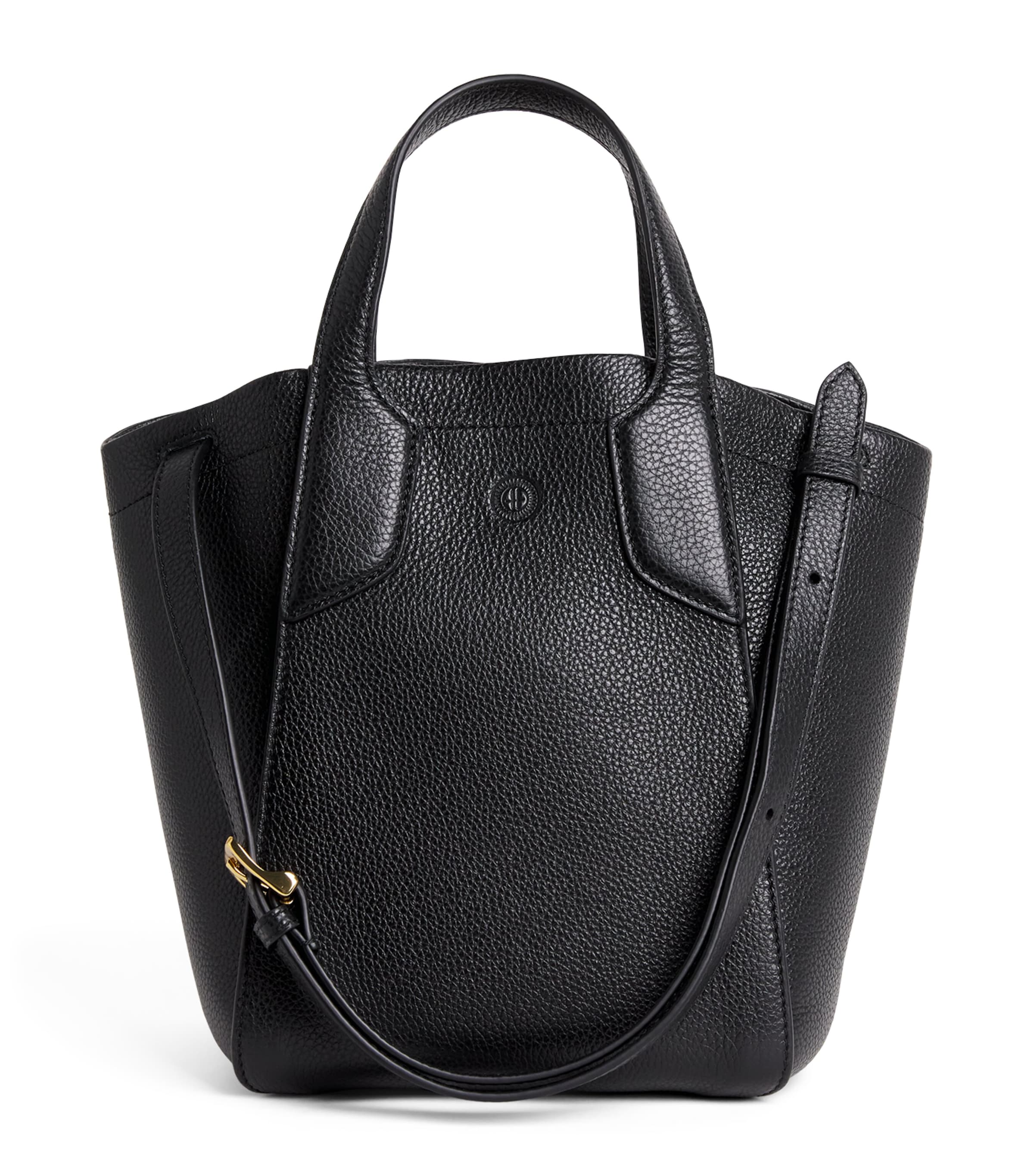 Harrods Small Leather Freya Tote Bag Black
