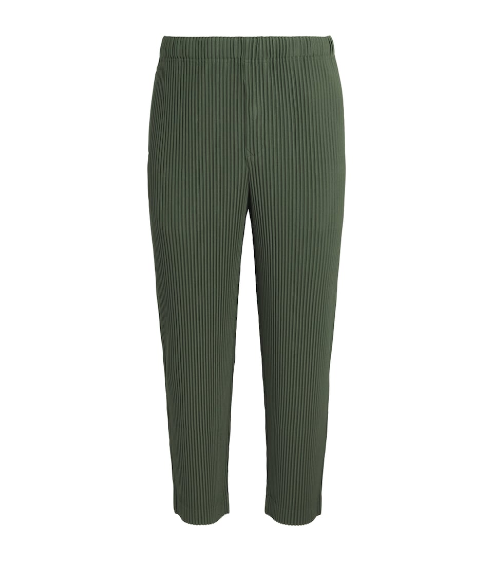 Homme Plissé Issey Miyake Mens Pleated Straight Trousers Duomo Door Green