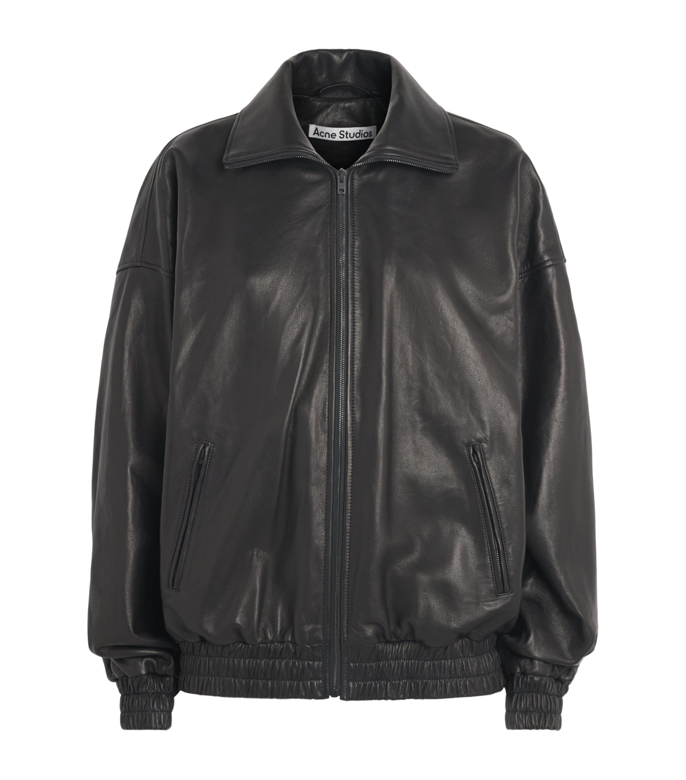 Acne Studios Womens Leather Bomber Jacket Black