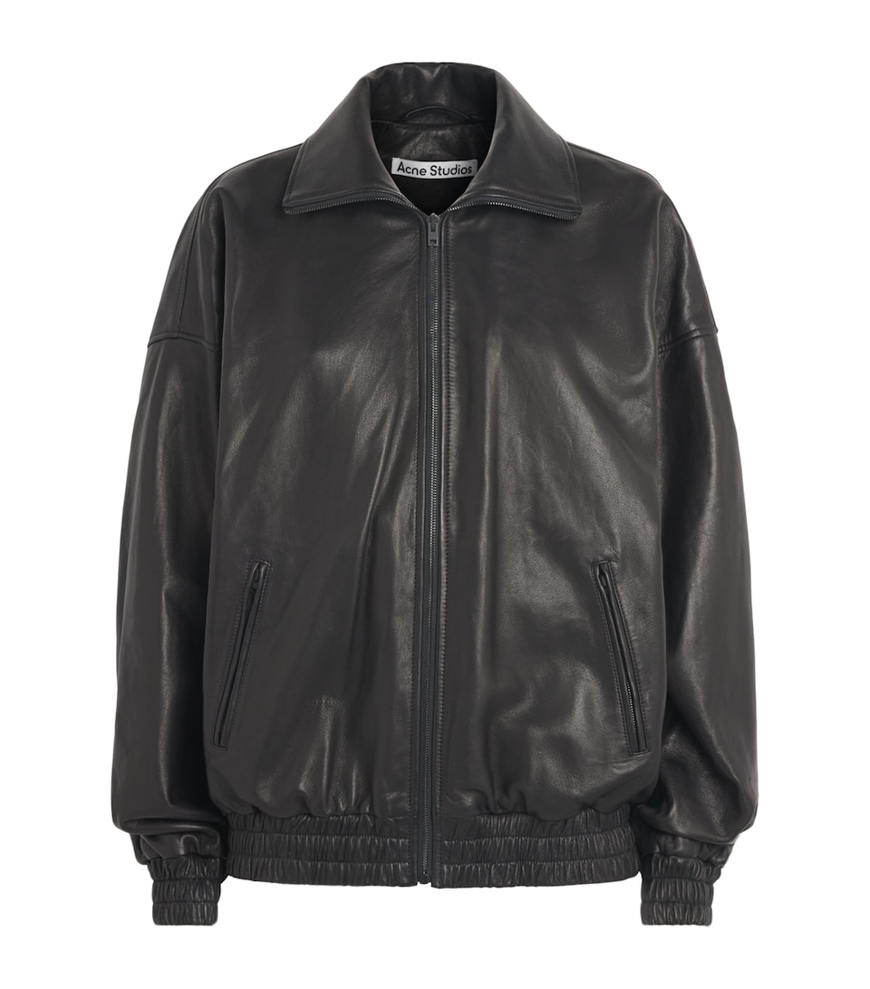 Acne Studios Womens Leather Bomber Jacket Black