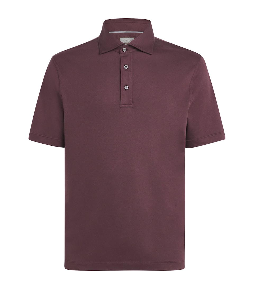 Canali Mens Cotton Polo Shirt Red
