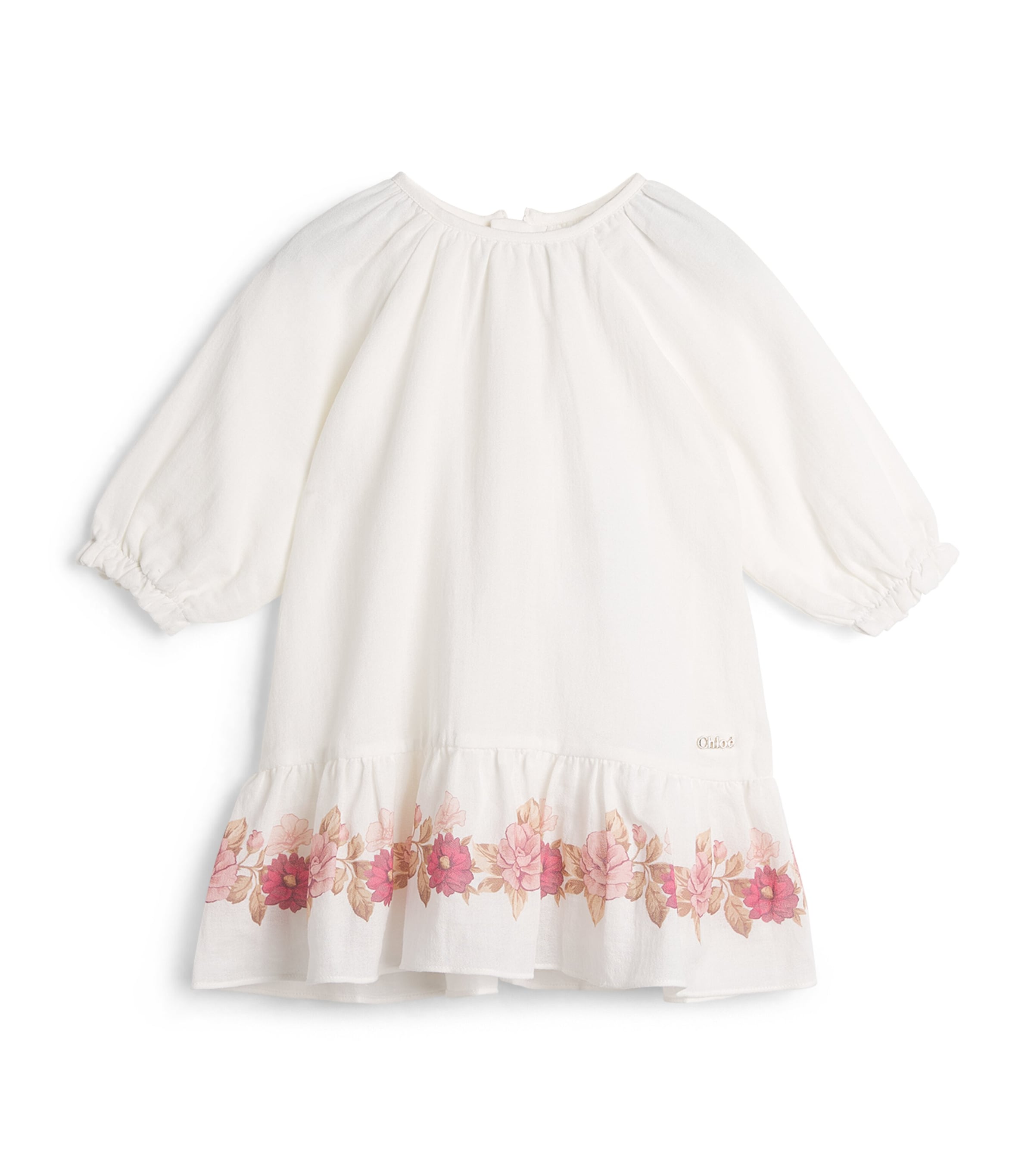 Chloé Kids Cotton Floral Print Dress and Leggings Set (1-18 Months) Offwhite