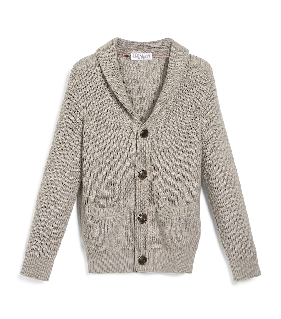 Brunello Cucinelli Kids Malfilé Cotton Cardigan (8-10 Years) Stone