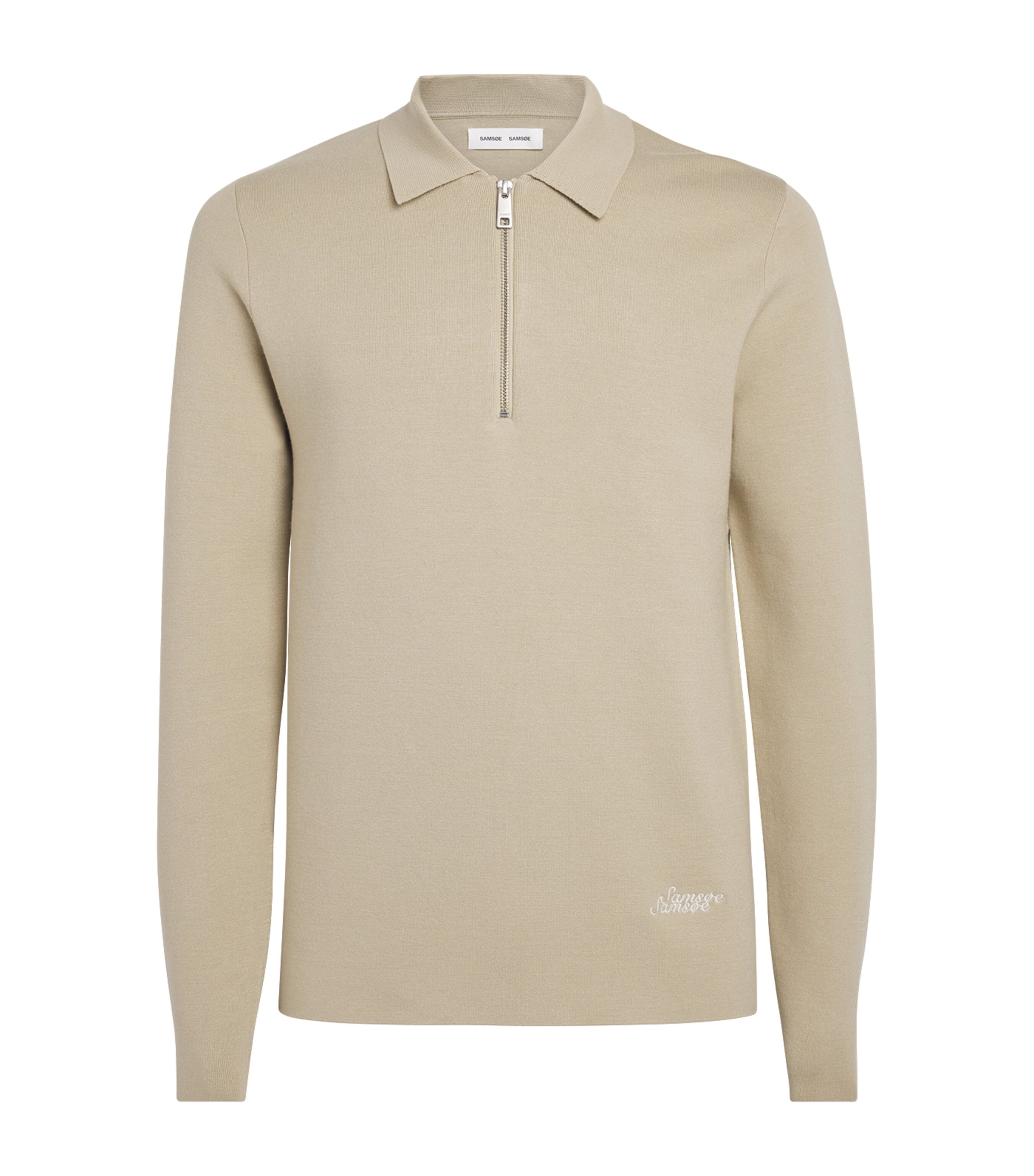 Samsøe Samsøe Mens Zip-Up Samatt Polo Sweater Tidal Foam