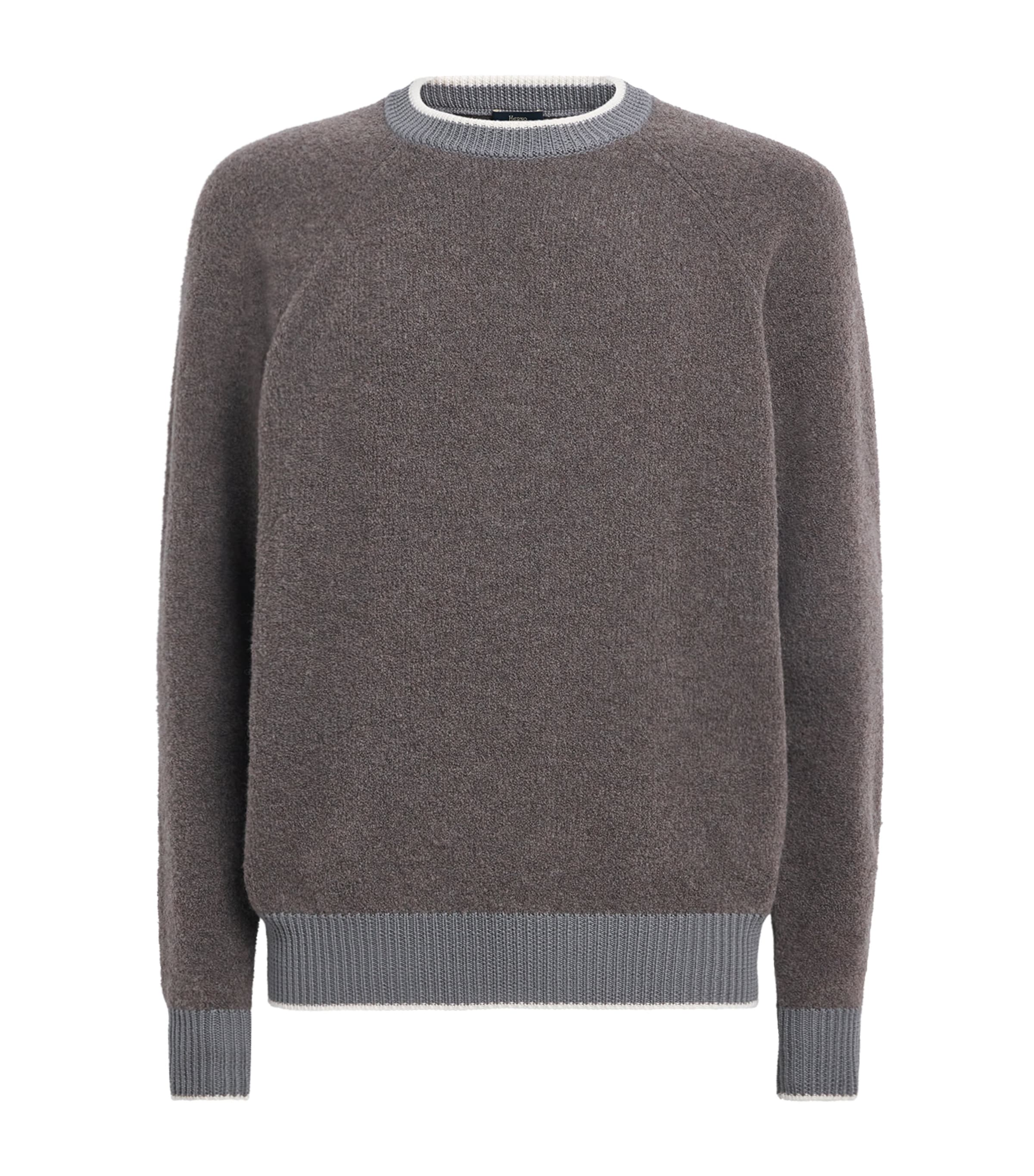 Herno Mens Wool-Blend Crew-Neck Sweater Tortora