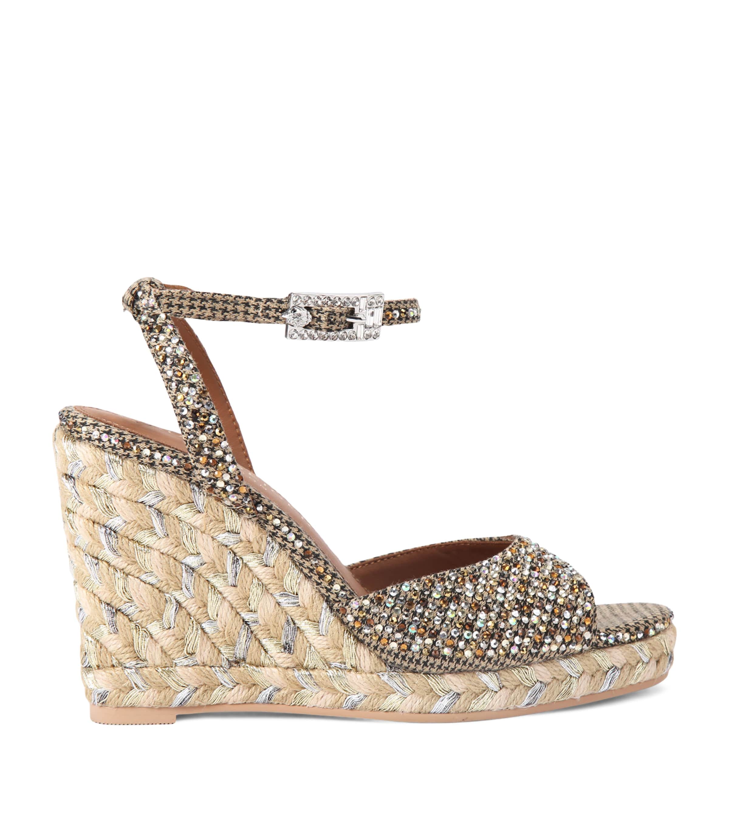 Kurt Geiger London Embellished Wedge Sandals Beige Comb