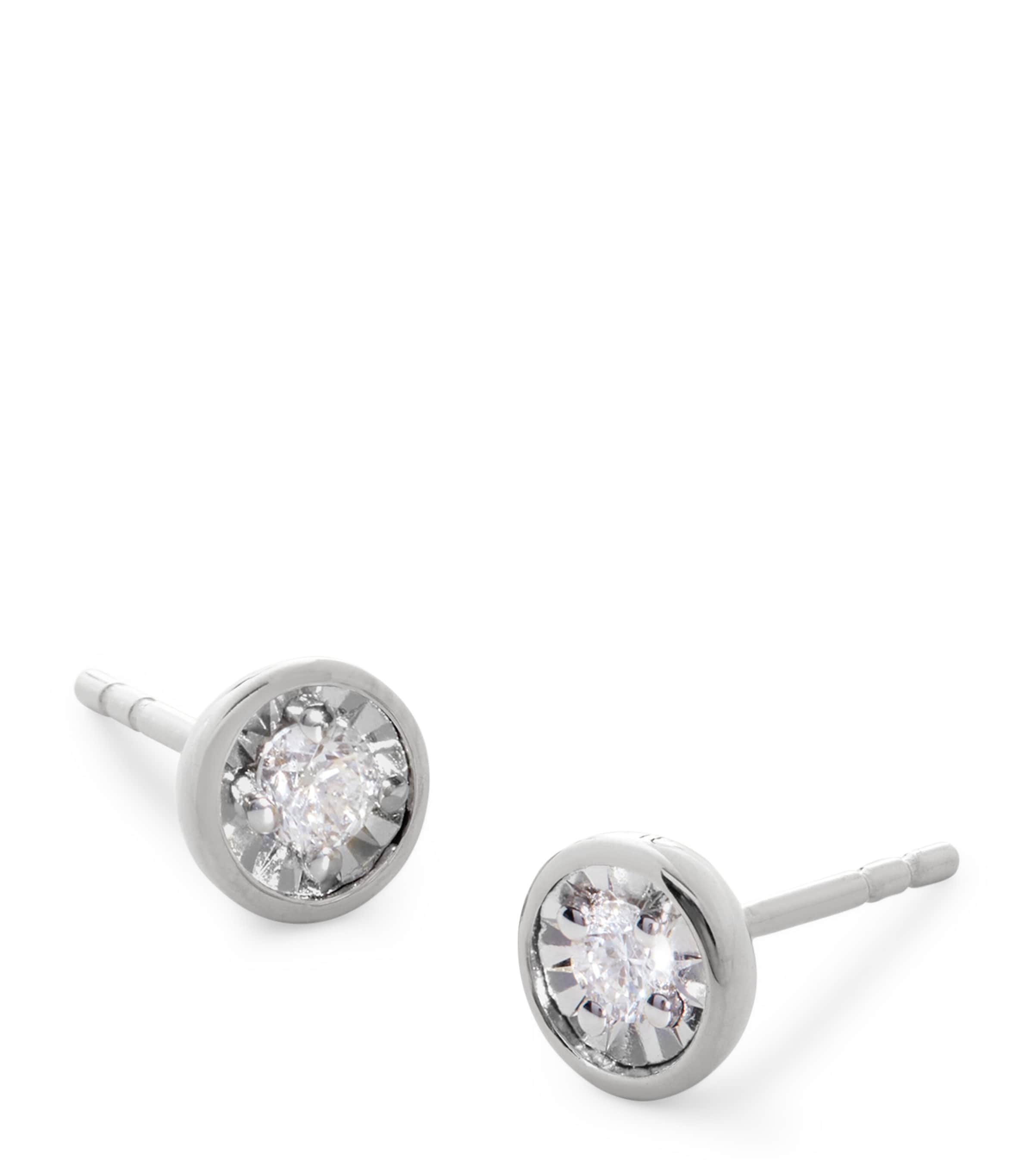 Monica Vinader Sterling Silver and Diamond Stud Earrings Sterling Silver
